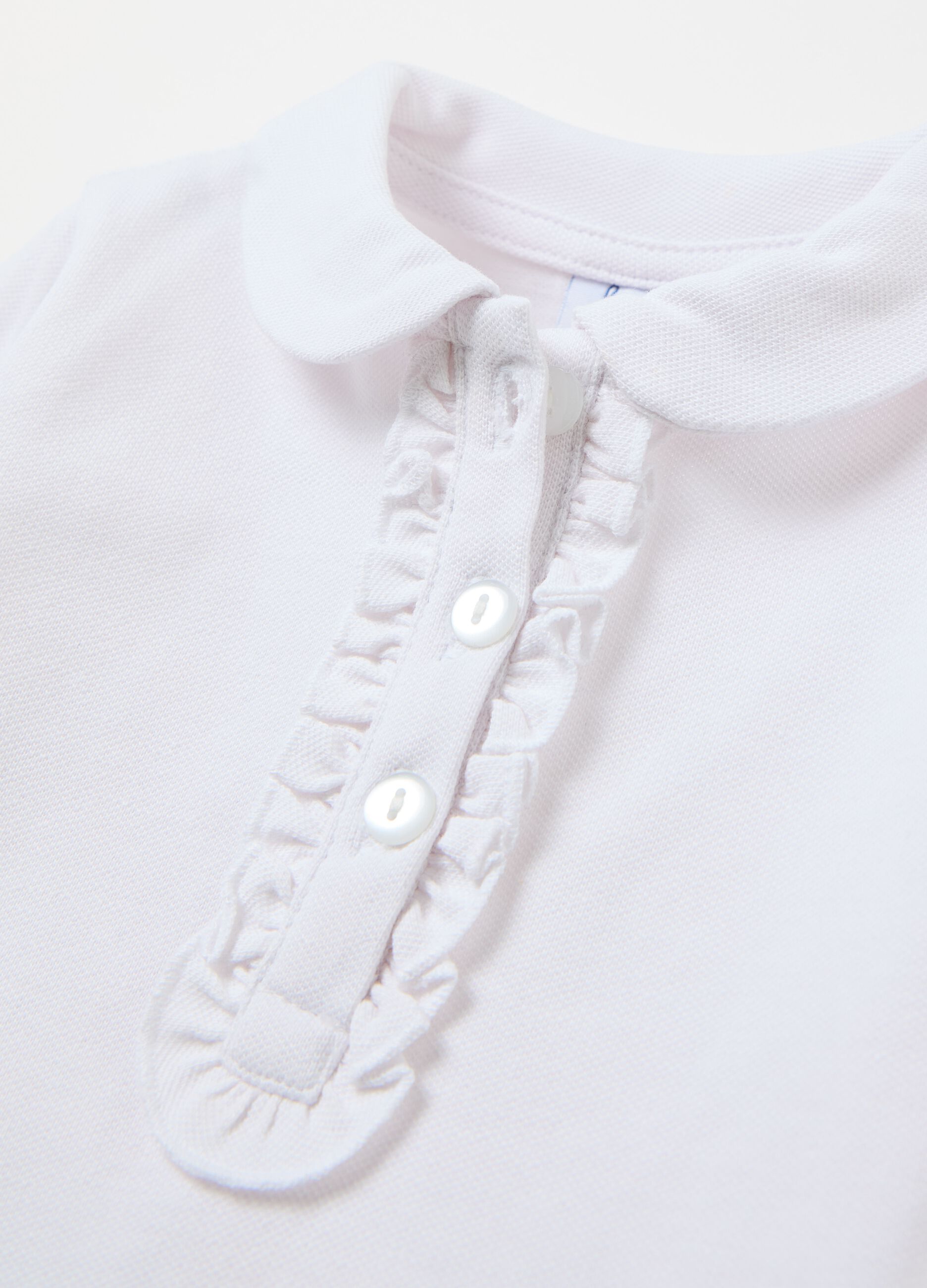 Piquet polo shirt with frills