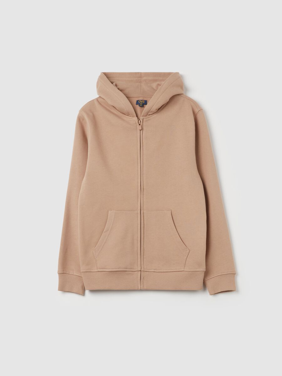 Essential full-zip sweatshirt in fleece with hood_0