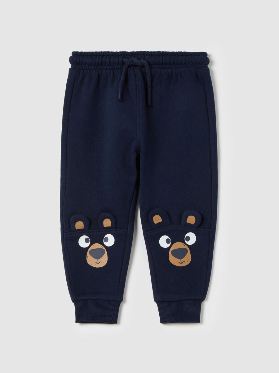 Fleece joggers with teddy bear print_0