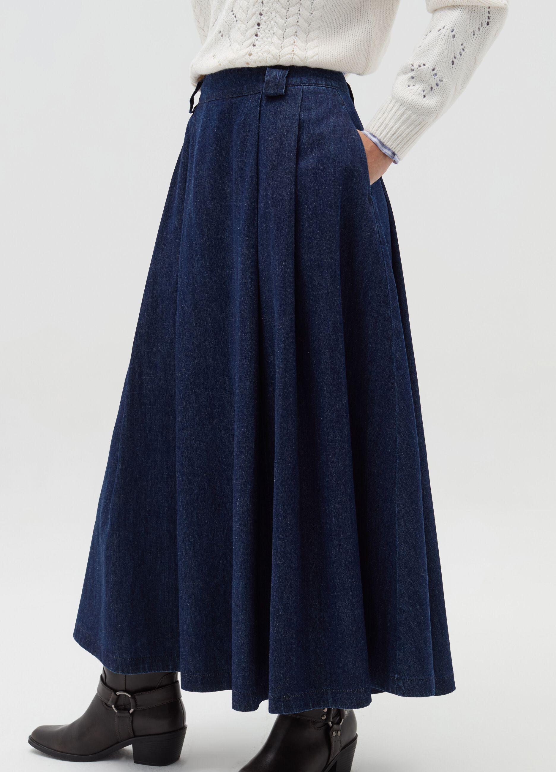 Denim full skirt