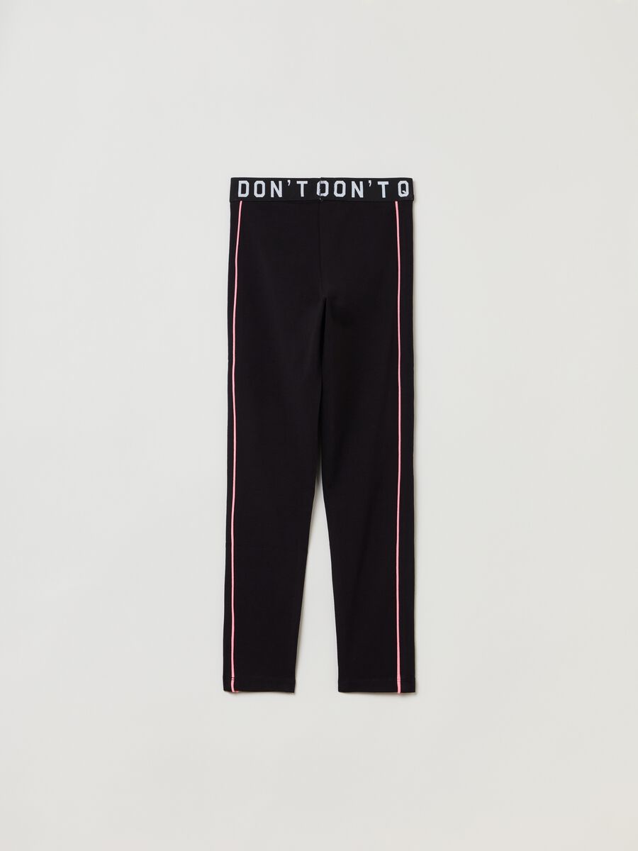 Leggings in stretch cotton with lettering_1