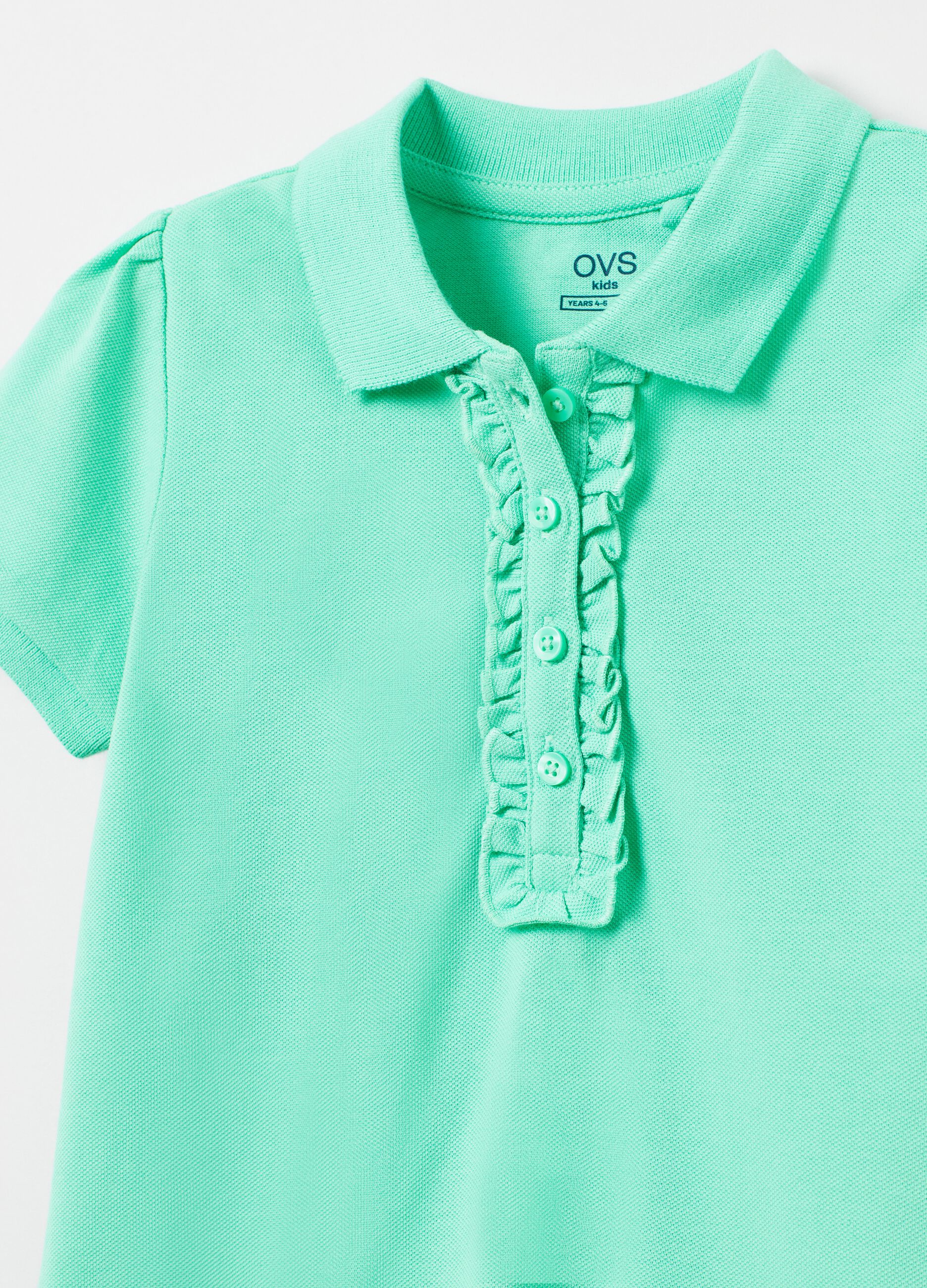 Cotton piquet polo shirt with frills