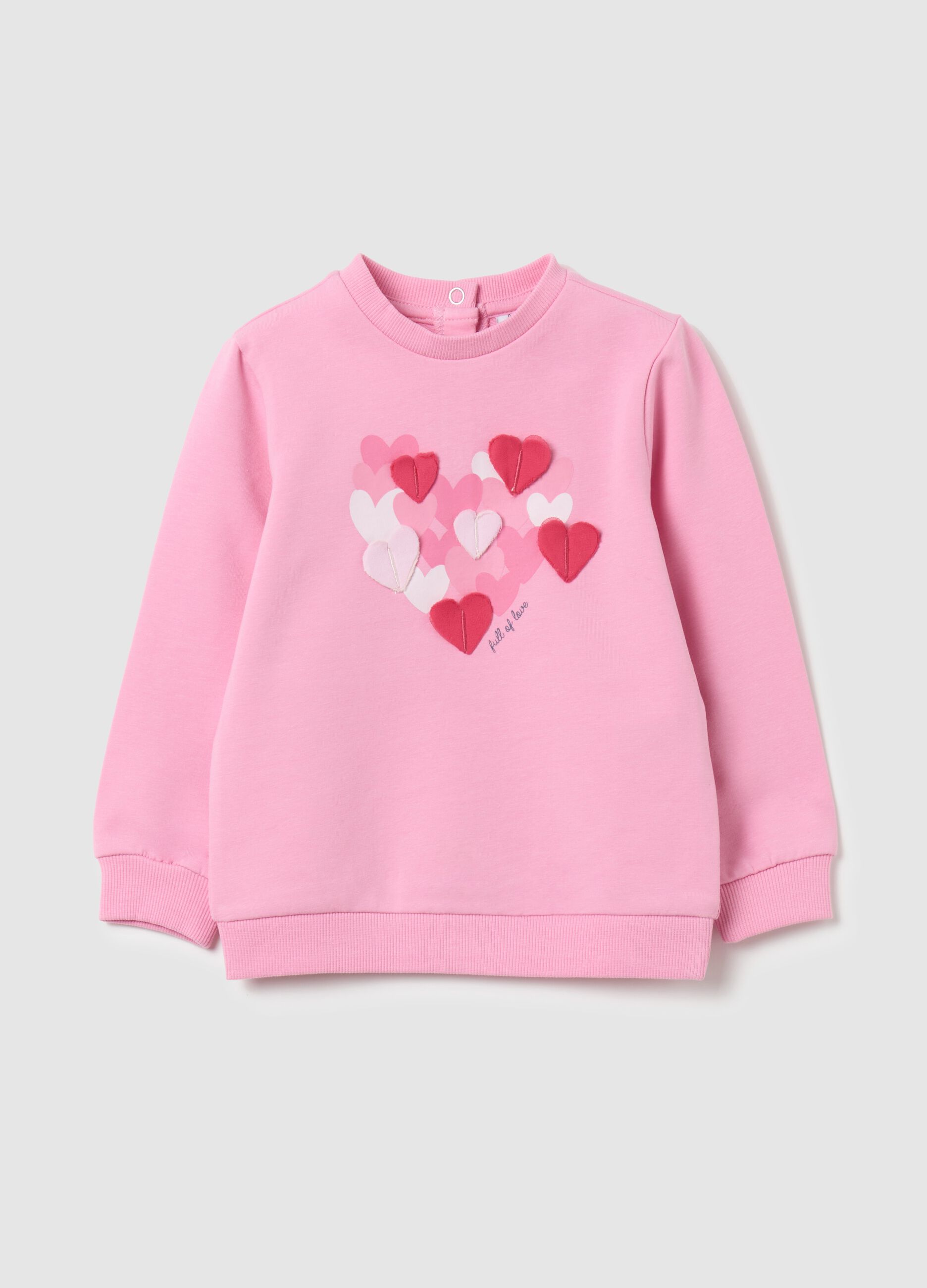 Sweatshirt in French terry with hearts application