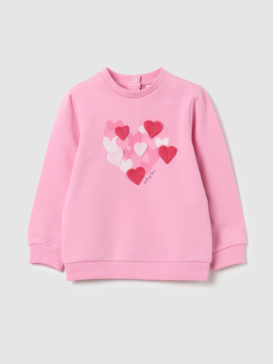 Sweatshirt in French terry with hearts application_0