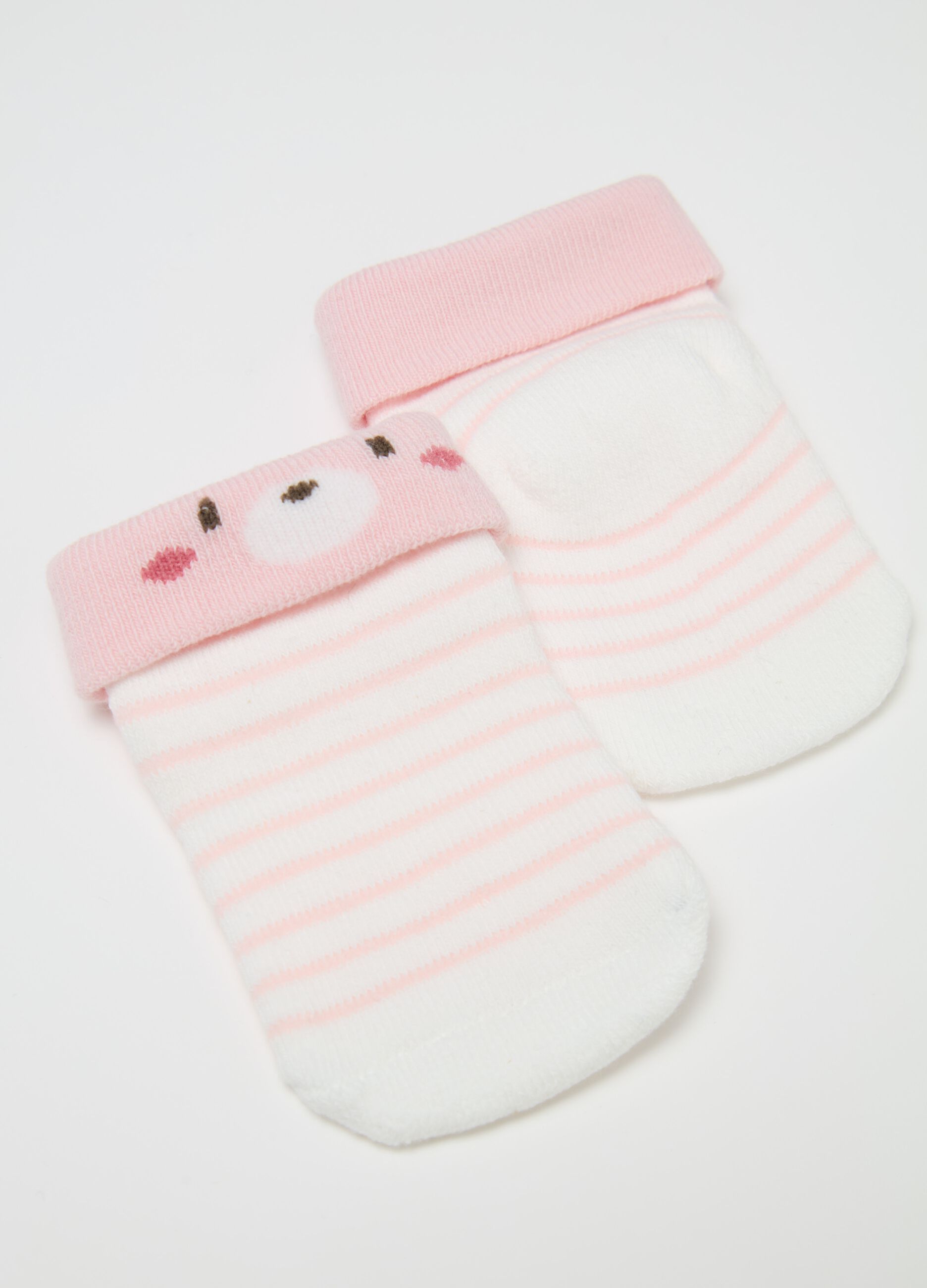 Three-pair pack stretch socks with rabbit design