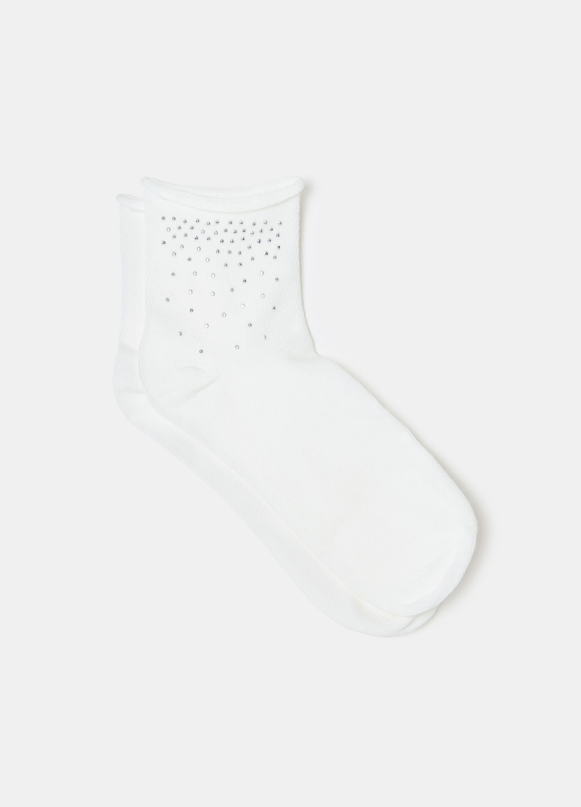 Short stretch socks with diamanté motif