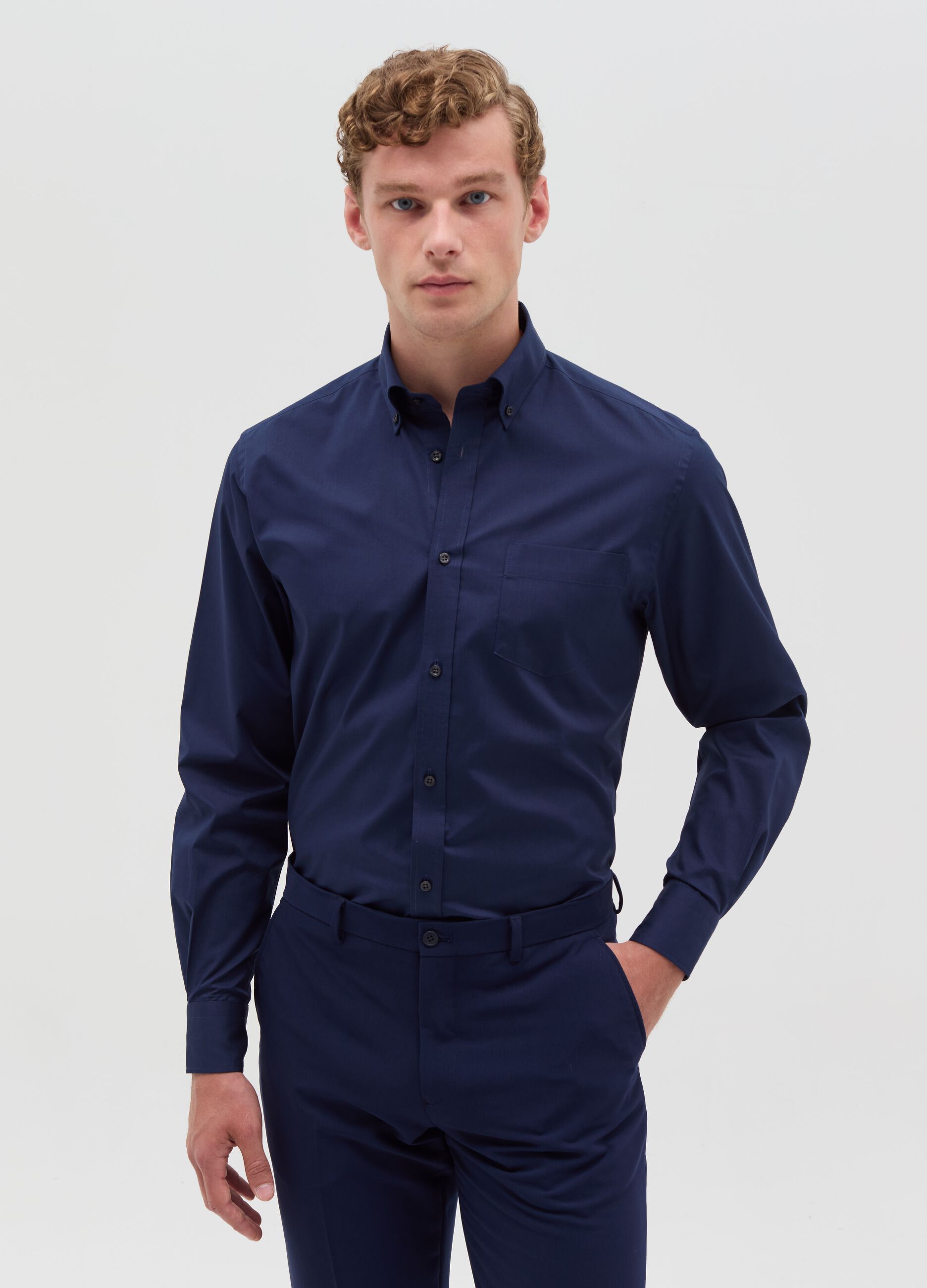 Regular-fit shirt with button-down collar