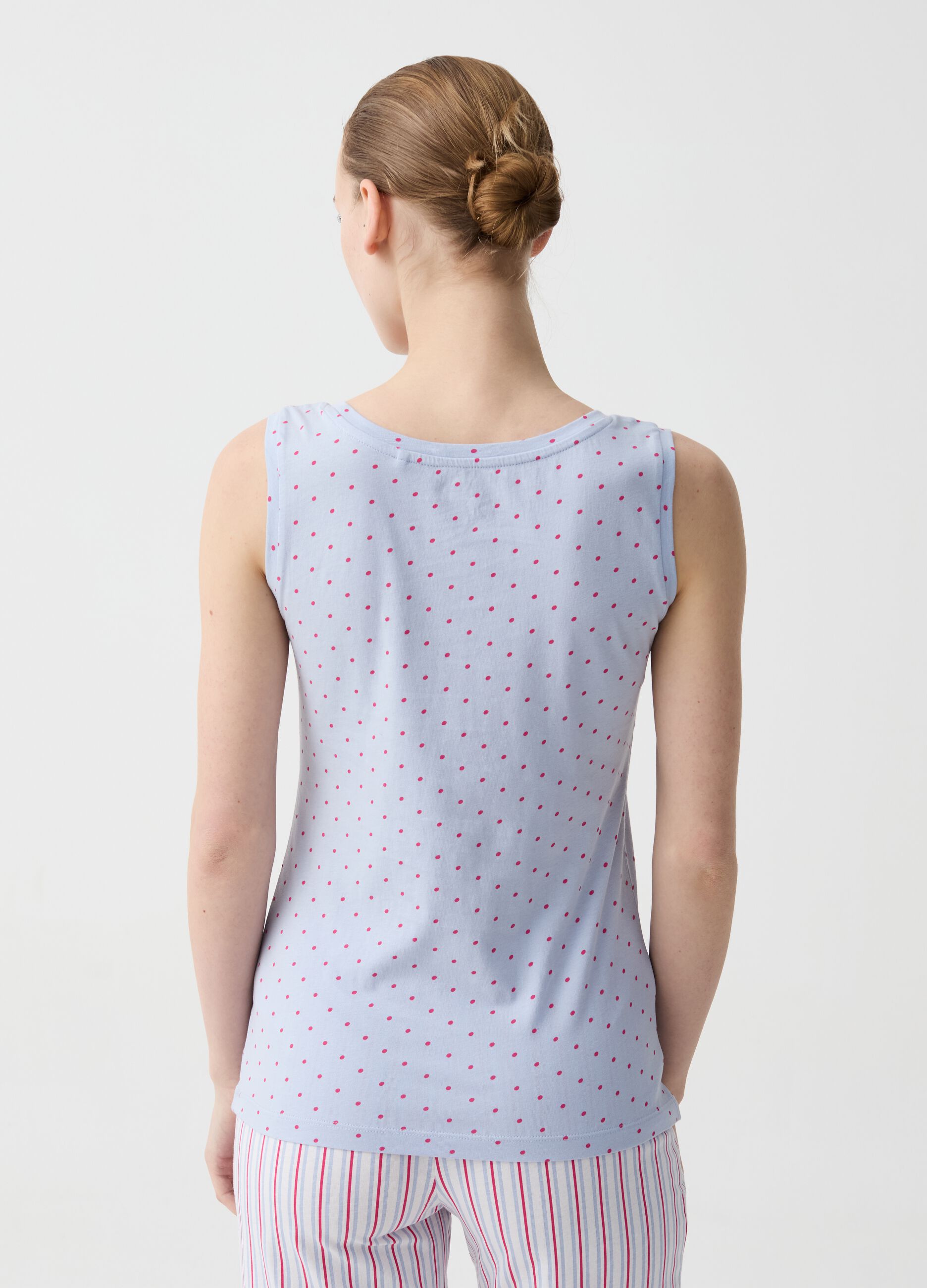 Polka dot pyjama top in organic cotton