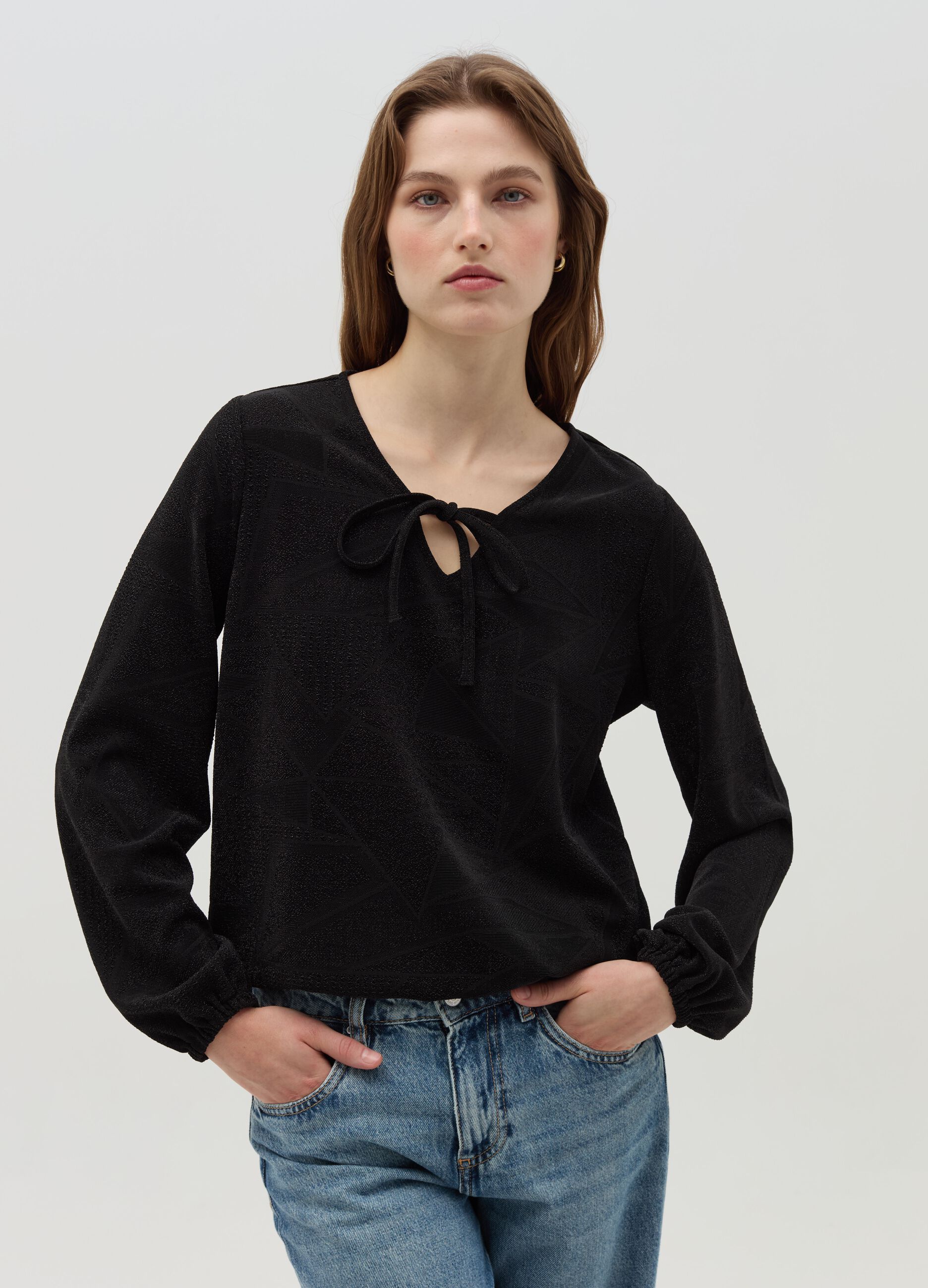 Long-sleeved T-shirt in lurex