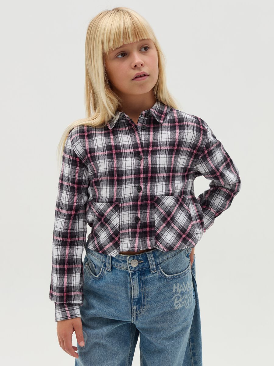 Crop shirt with check pattern_0