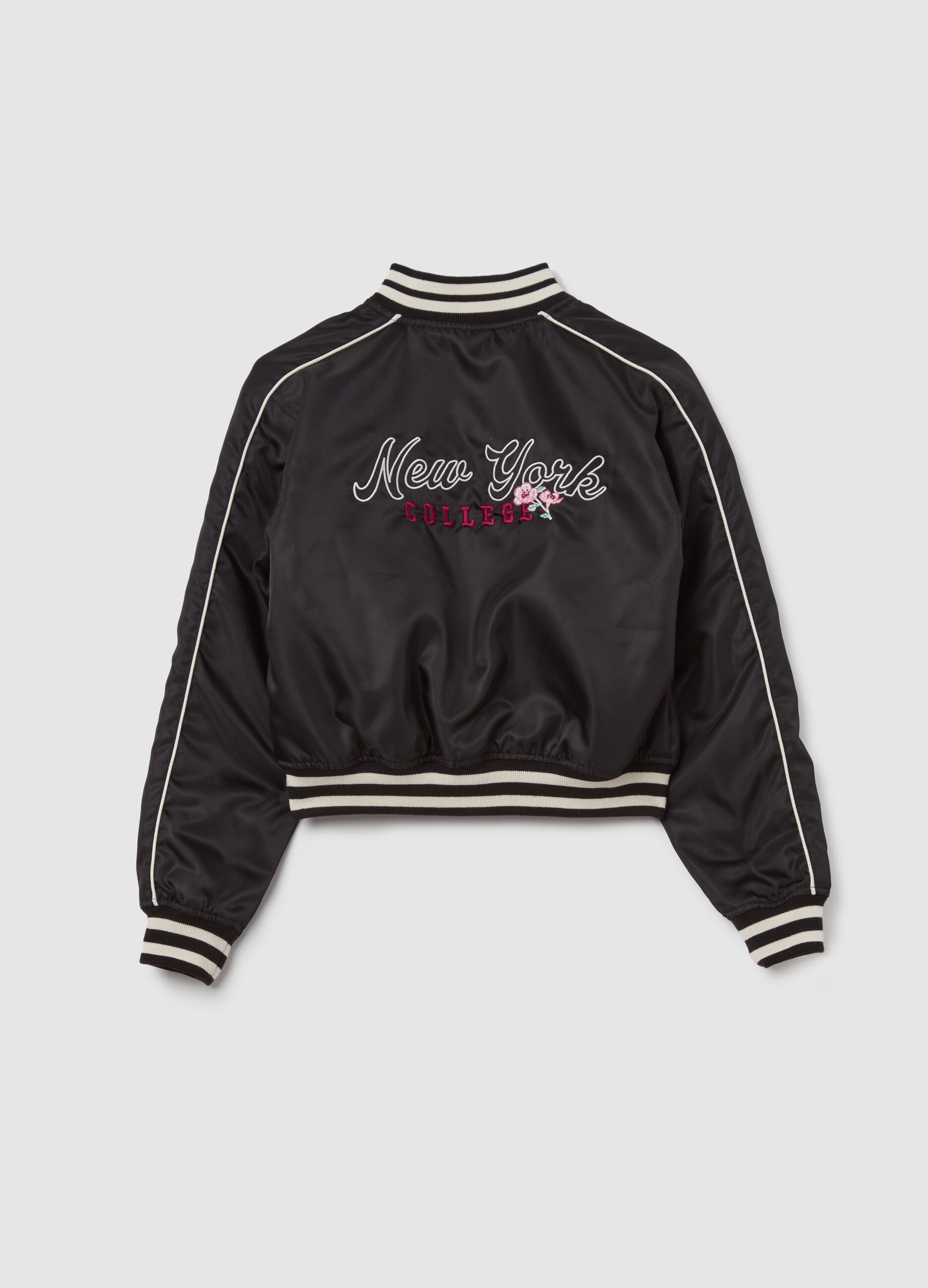 Bomber con ricamo "New York College"