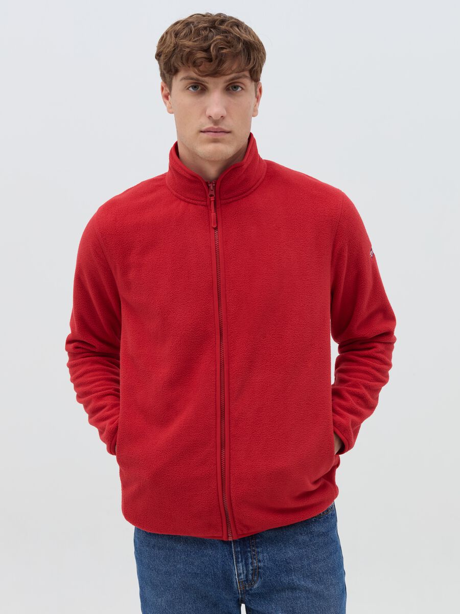 Full-zip sweatshirt in fleece with patch_0