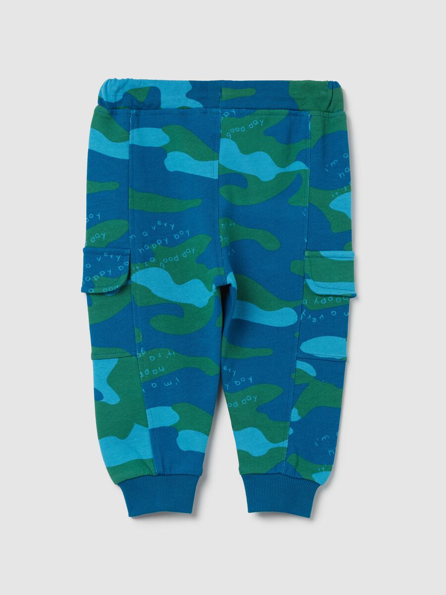 Camouflage joggers with drawstring and lettering_1