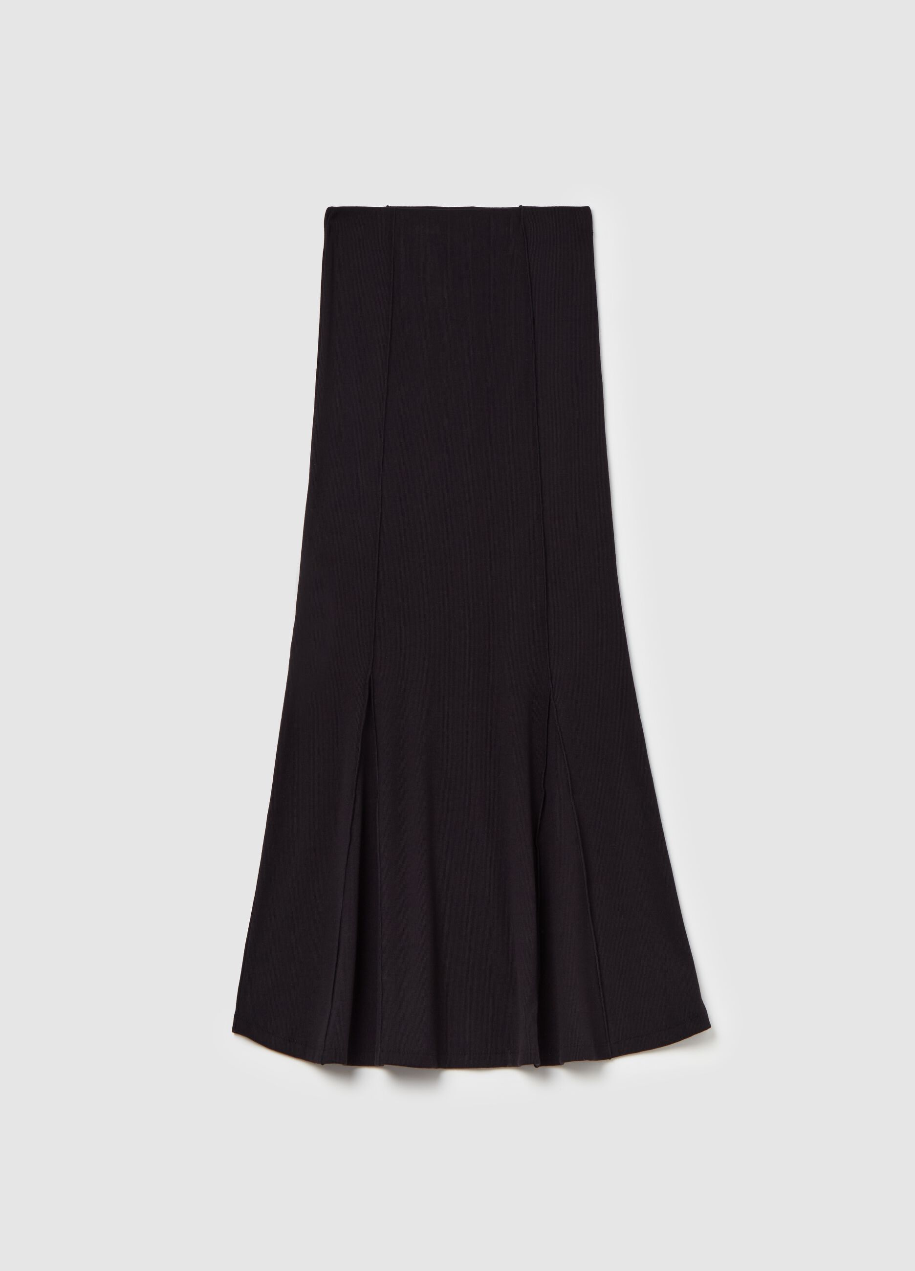 Long ribbed skirt with raised stitching