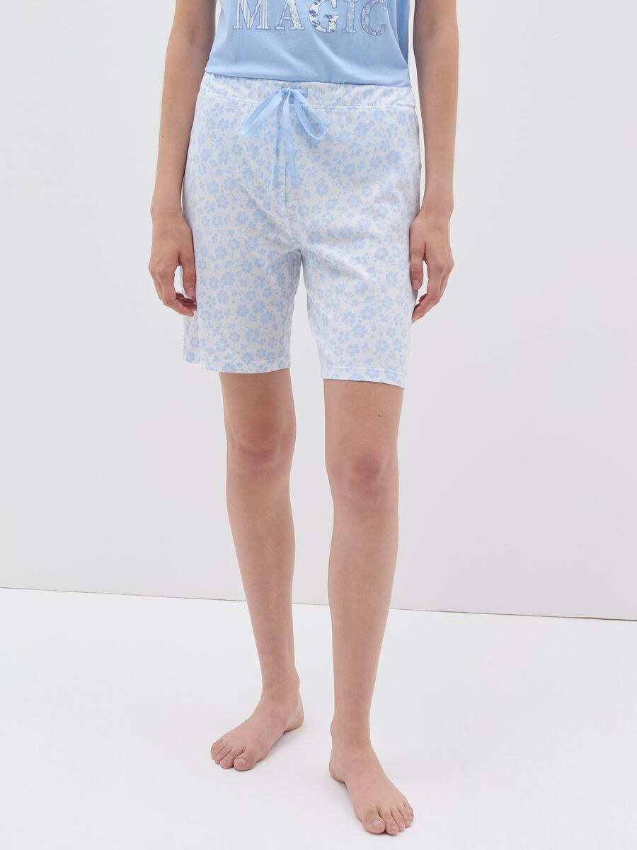 Pyjama trousers with small flowers print_1
