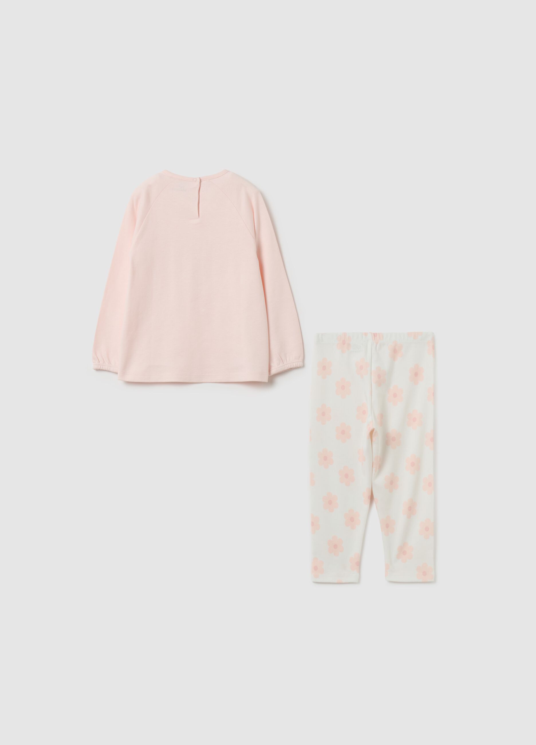 Organic cotton pyjamas with bow and print