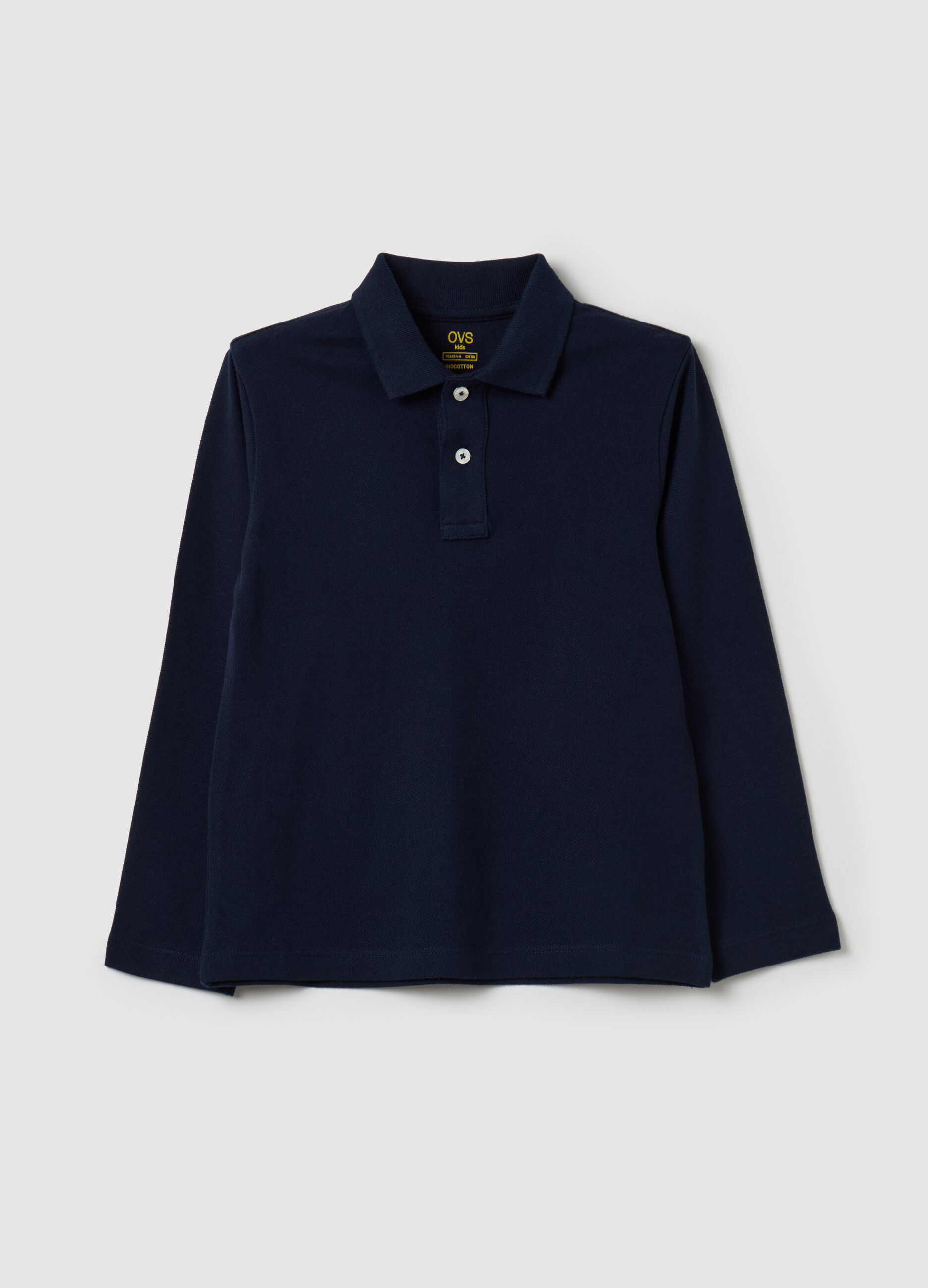 Long-sleeved polo shirt in organic cotton