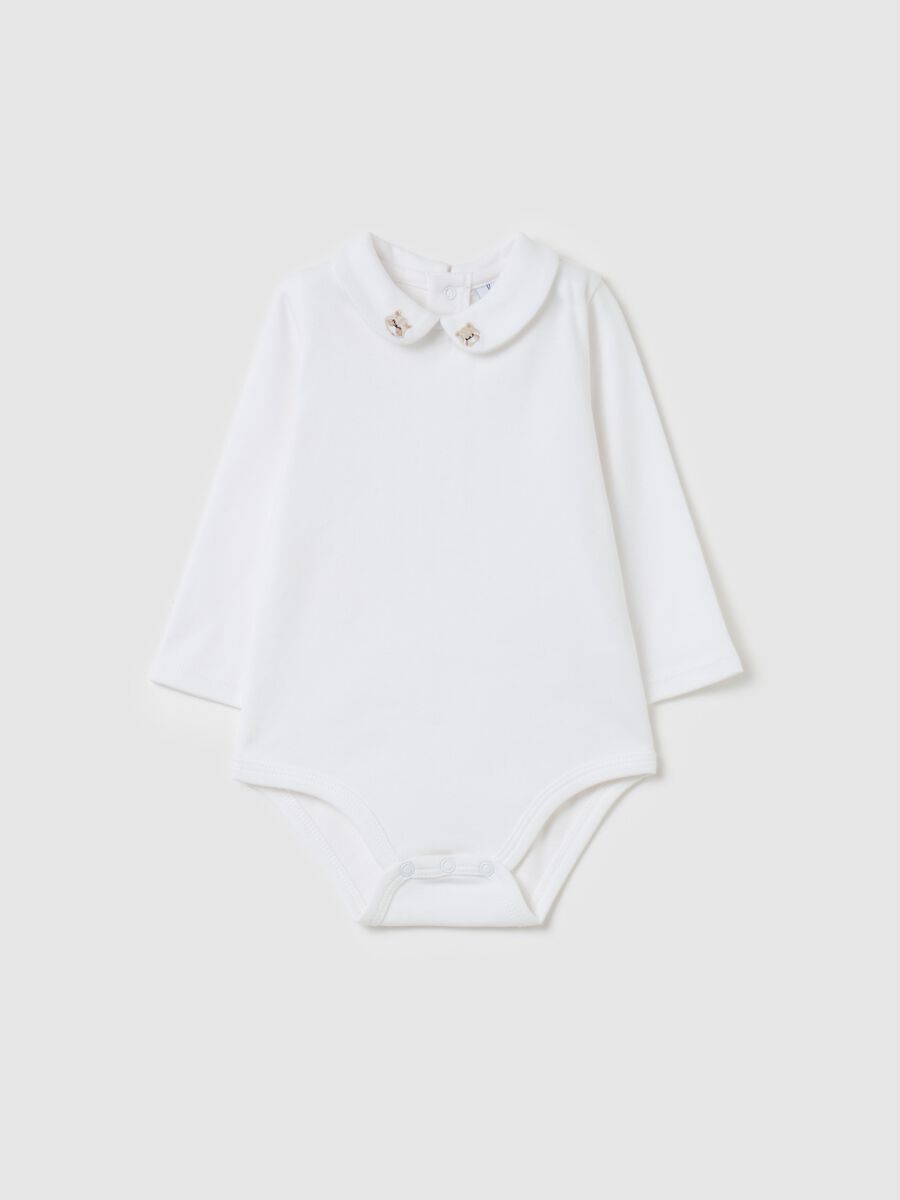 Organic cotton bodysuit with raccoons embroidery_0