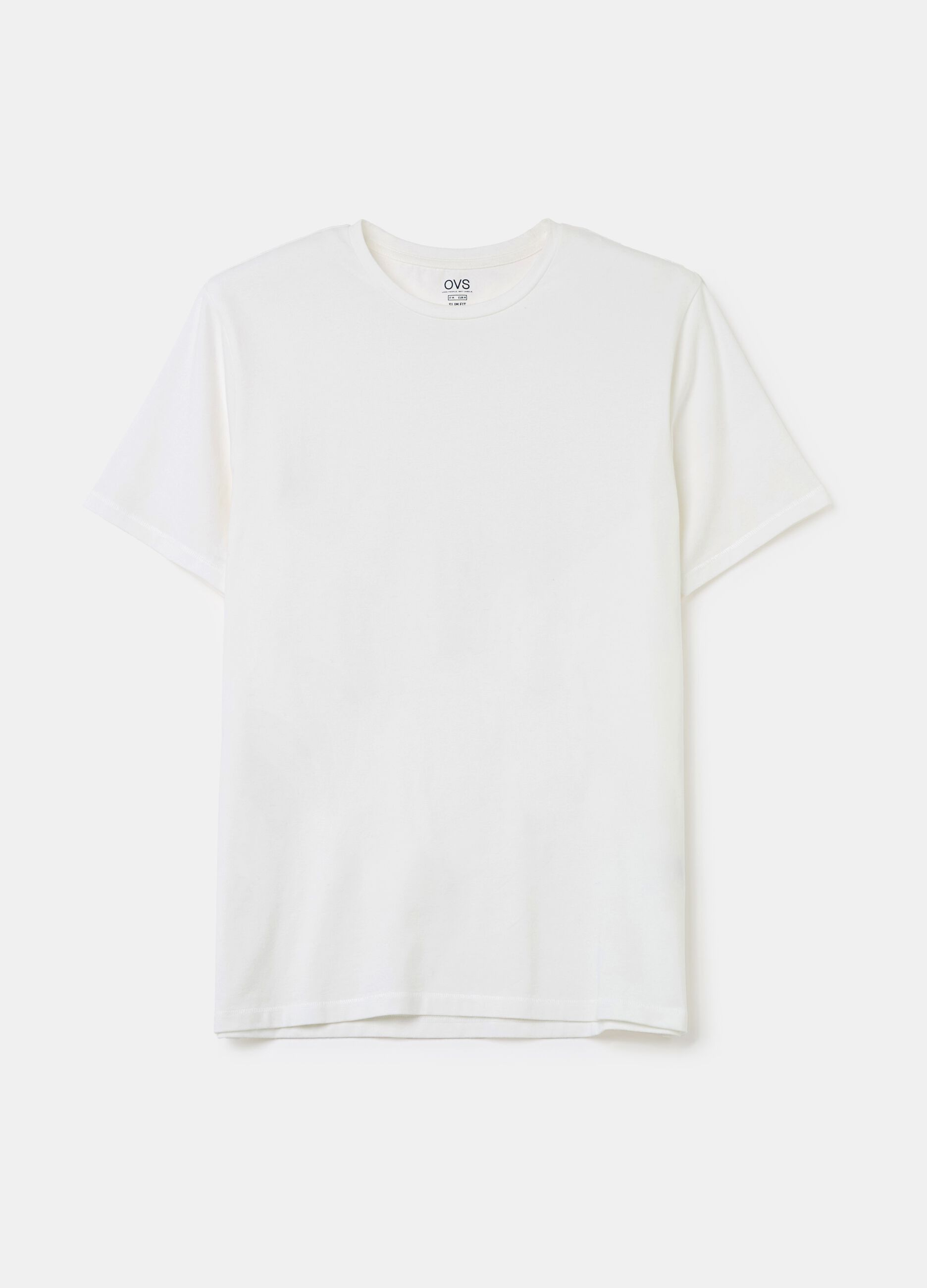 Stretch cotton T-shirt with crew-neck