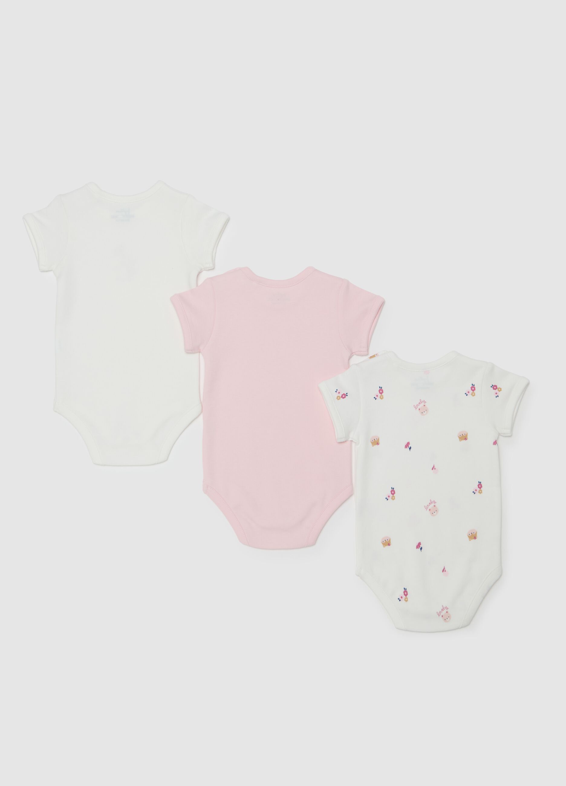 Three-pack bodysuits in organic cotton with print