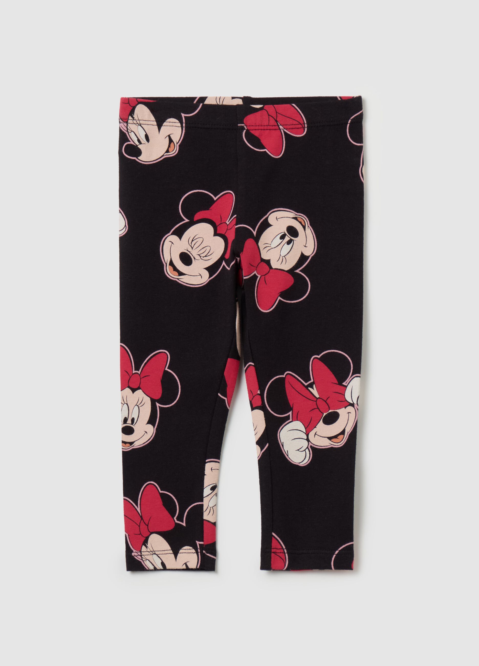 Stretch cotton leggings with Minnie Mouse print