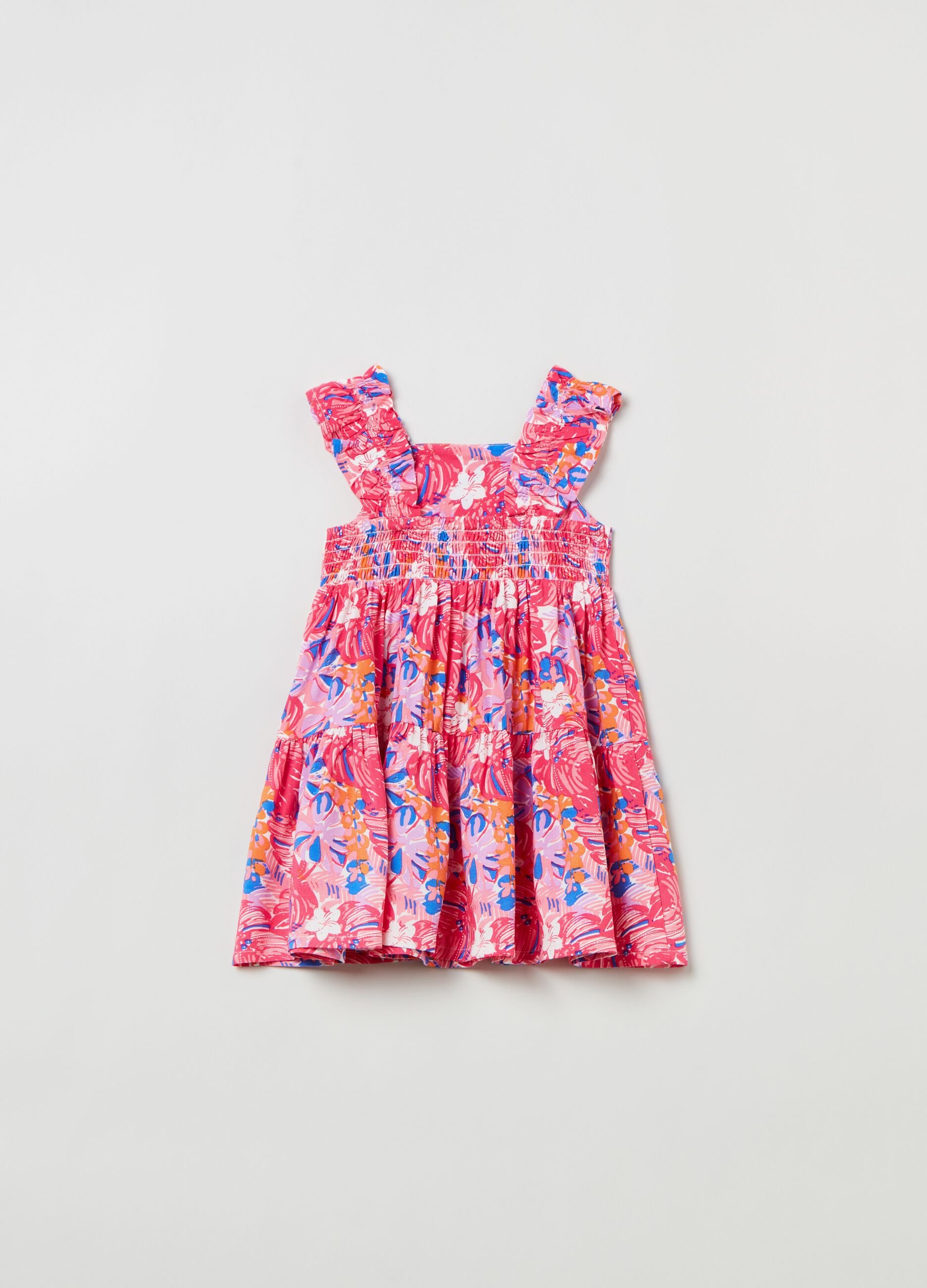 Tiered dress with floral print