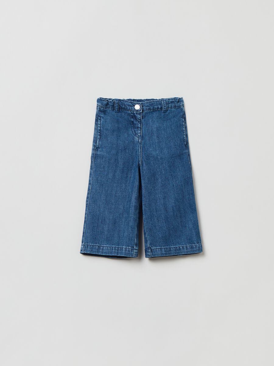 Jeans culotte in cotone e Lyocell_0