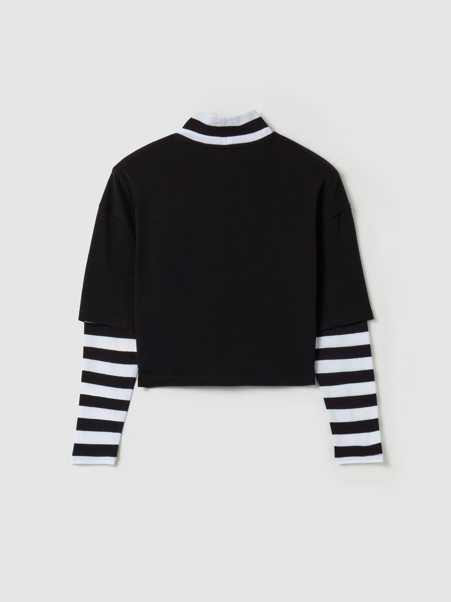 Long-sleeved T-shirt with striped double effect_1