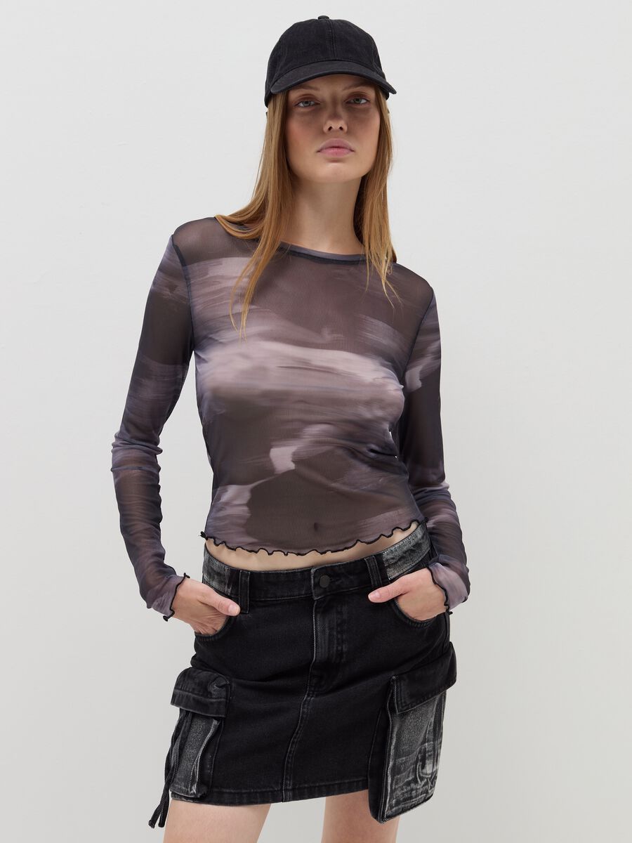 Long-sleeved T-shirt in mesh_1