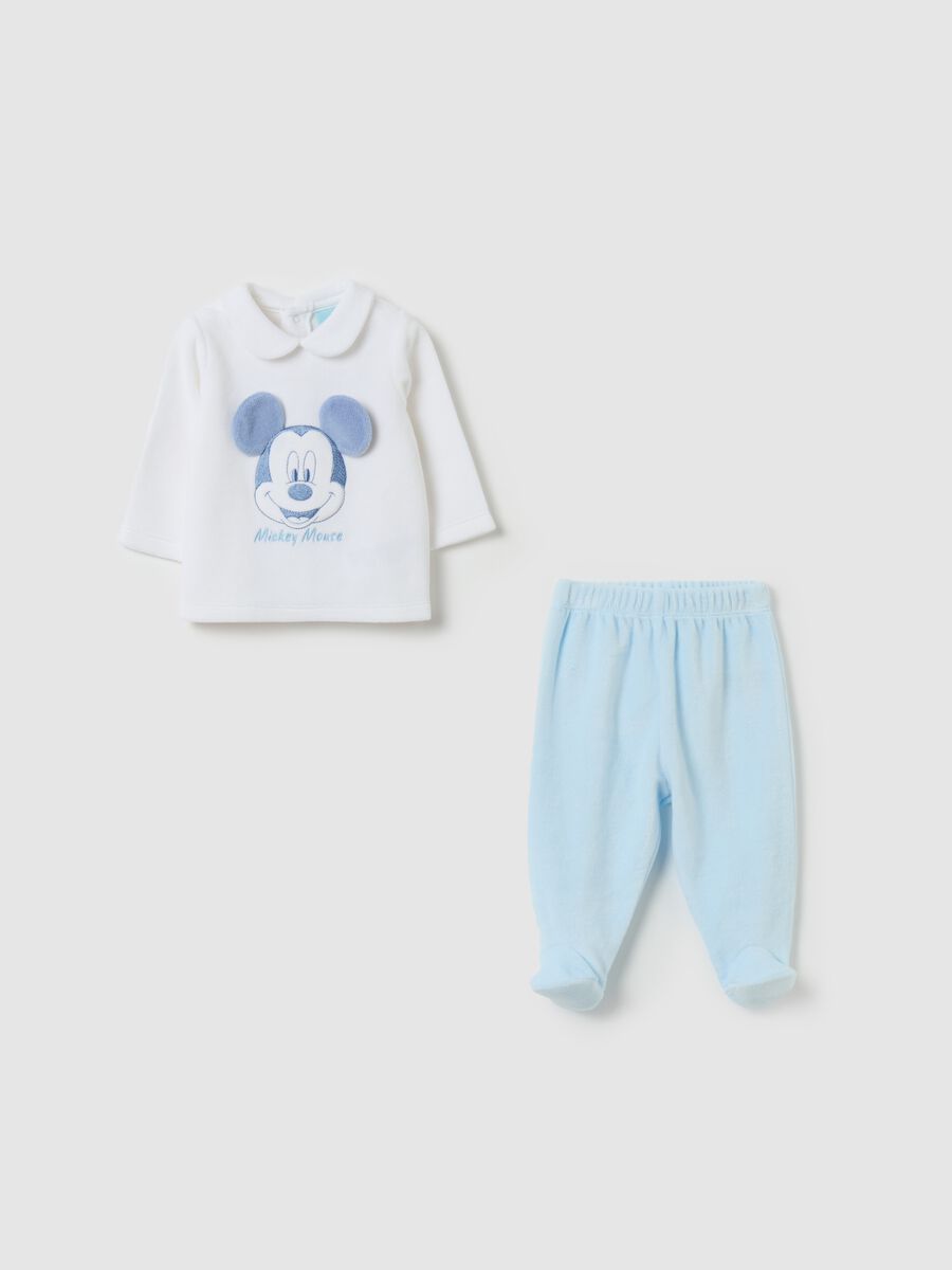 Conjunto camiseta y pantalón de terciopelo bordado Mickey_0