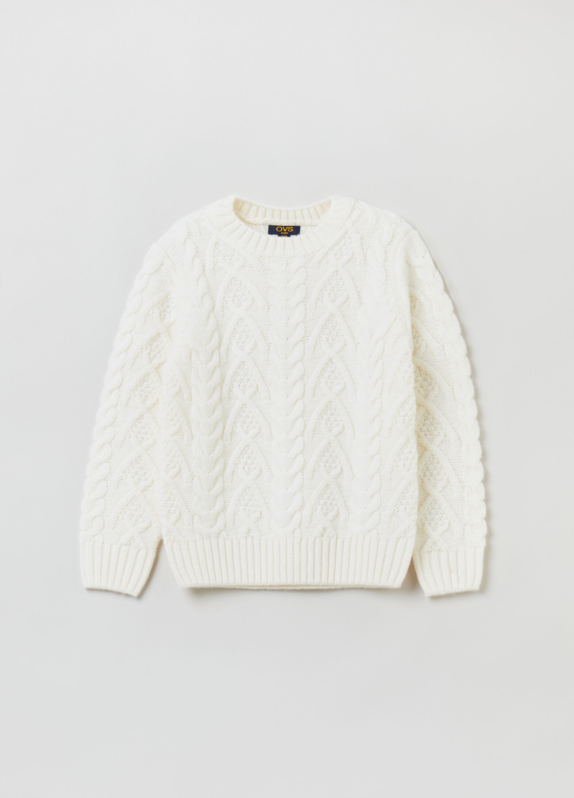 Pullover with cable-knit design