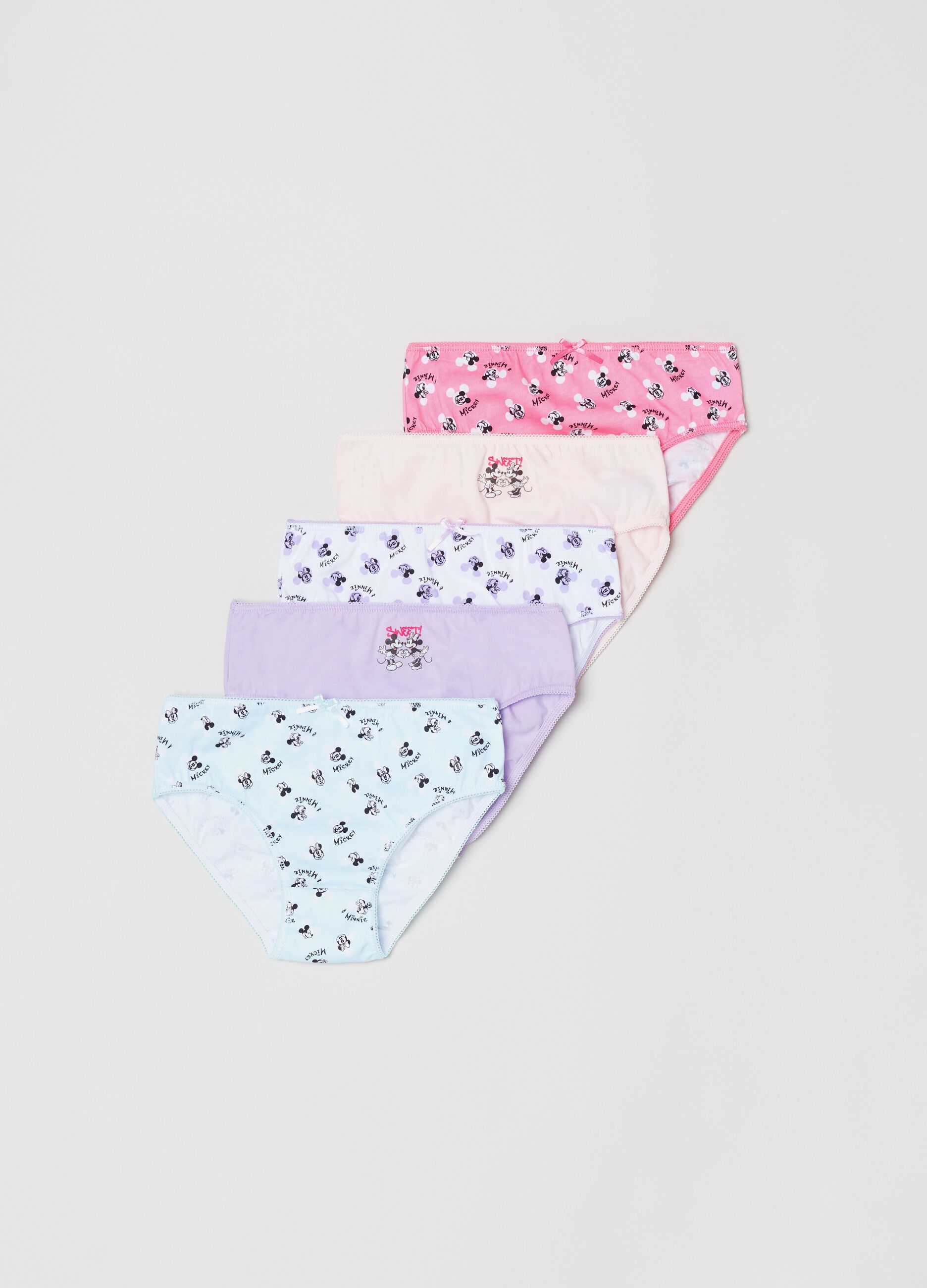 Five-pack briefs with Minnie Mouse print