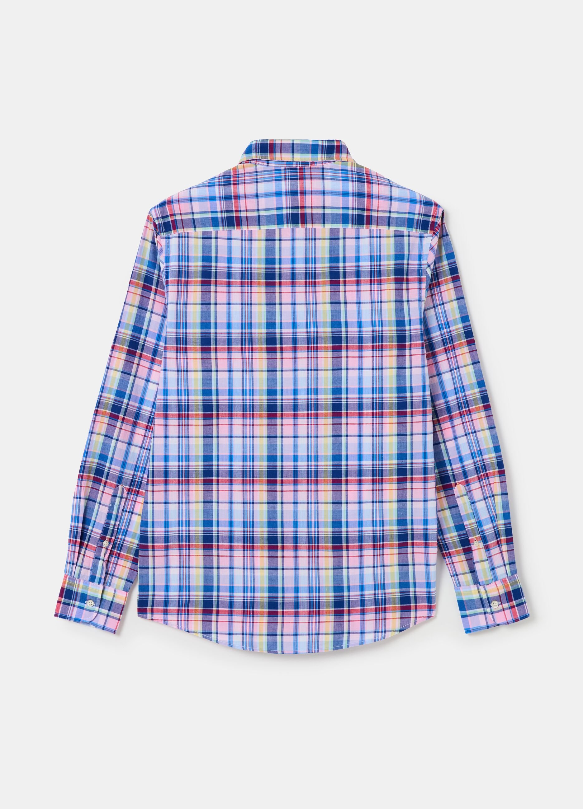 Camisa de algodón cuadros con bolsillo