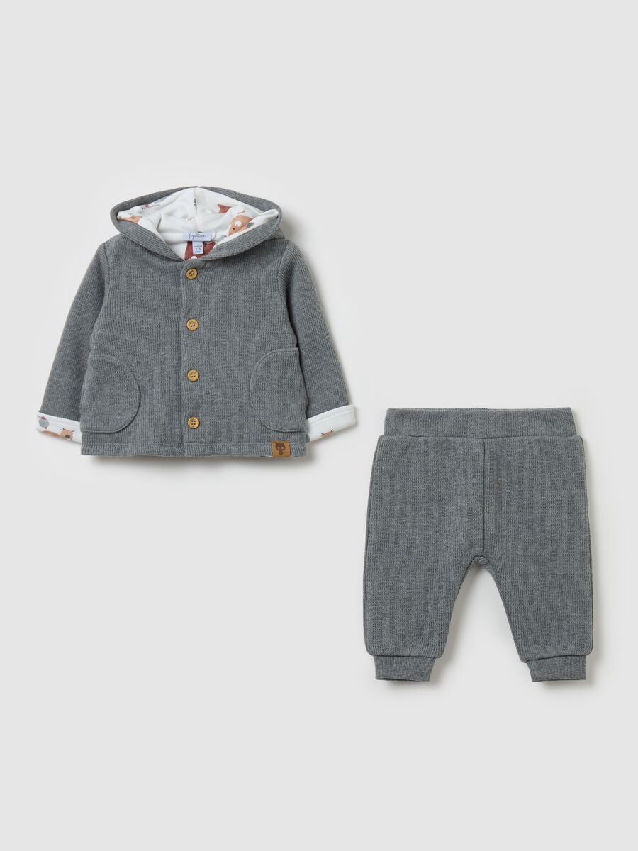 Cardigan with hood and trousers knitted set_0