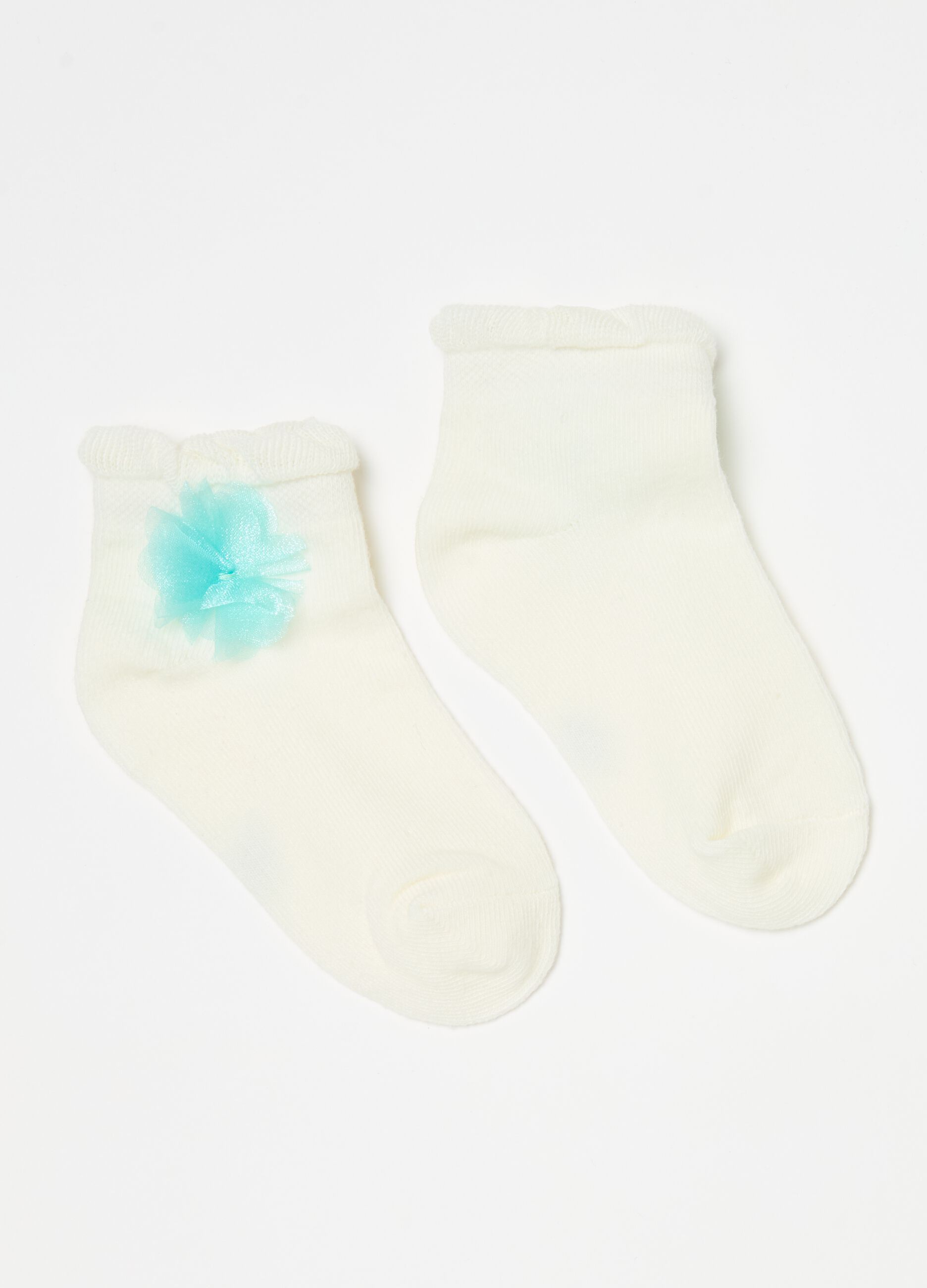 Short socks in organic cotton with flower