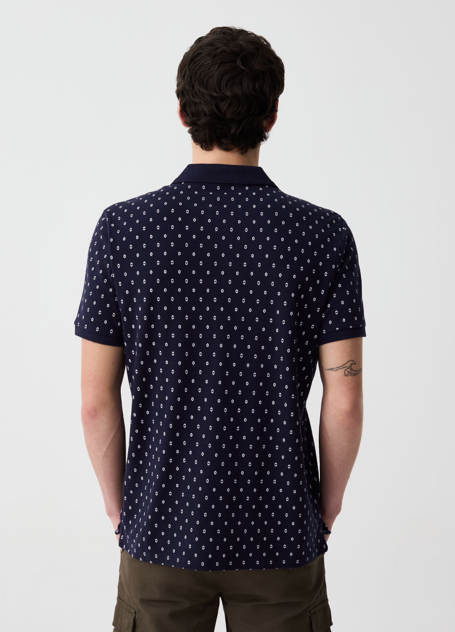 Piquet polo shirt with micro pattern