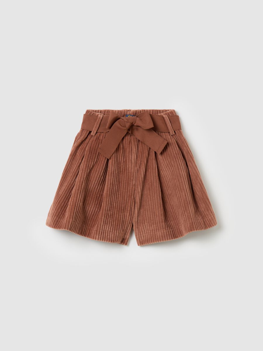 Corduroy shorts with belt_0