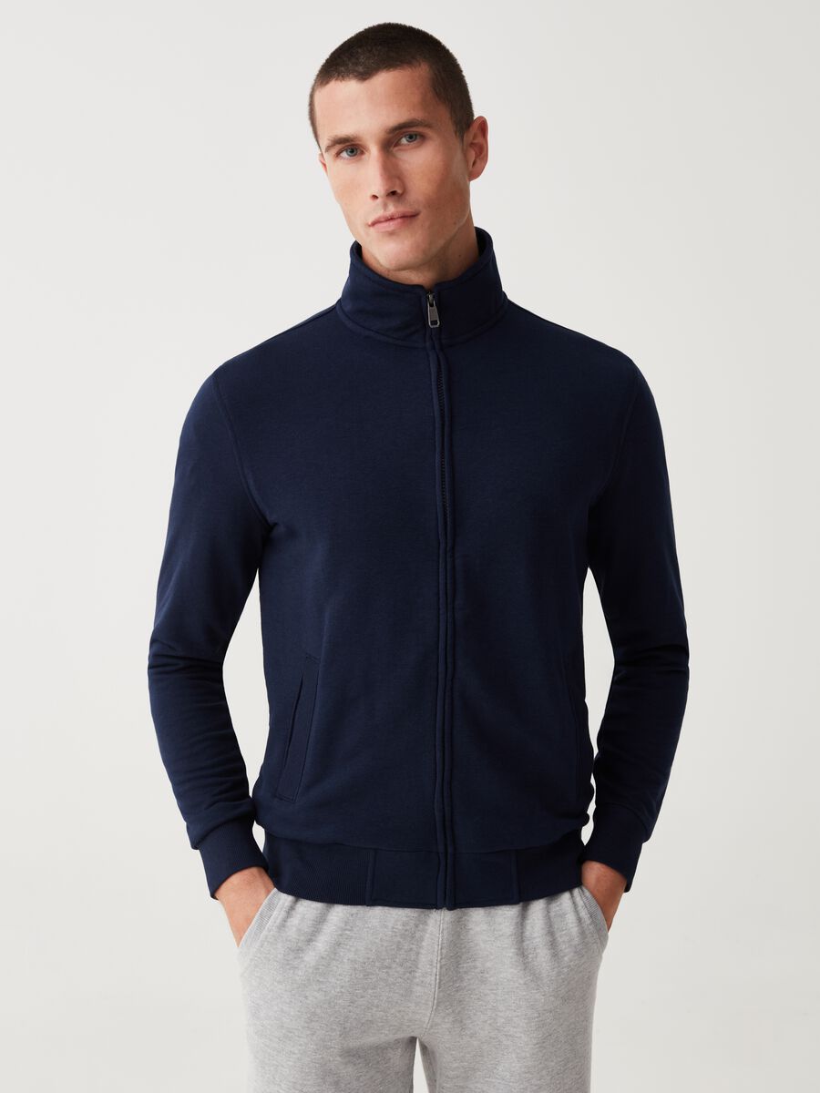 French terry full-zip with high neck_0