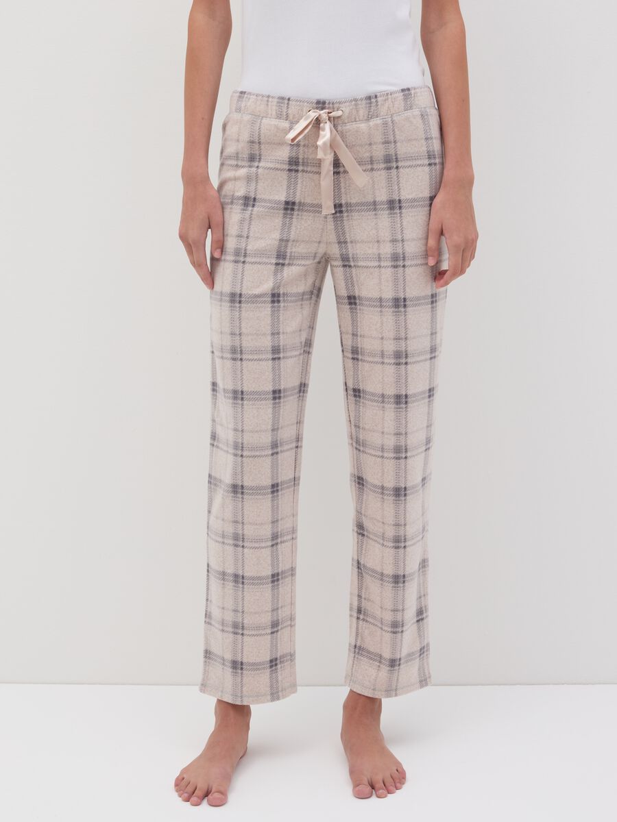 Fleece pyjama trousers with check pattern_1