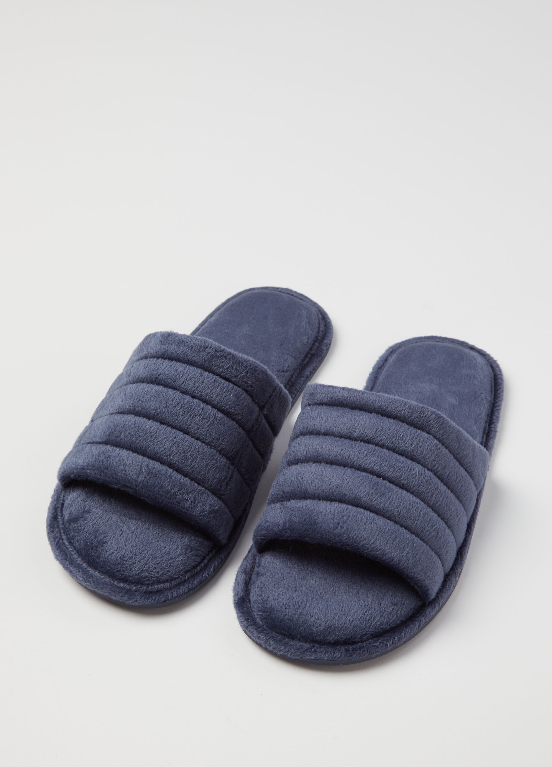 Quilted open slippers