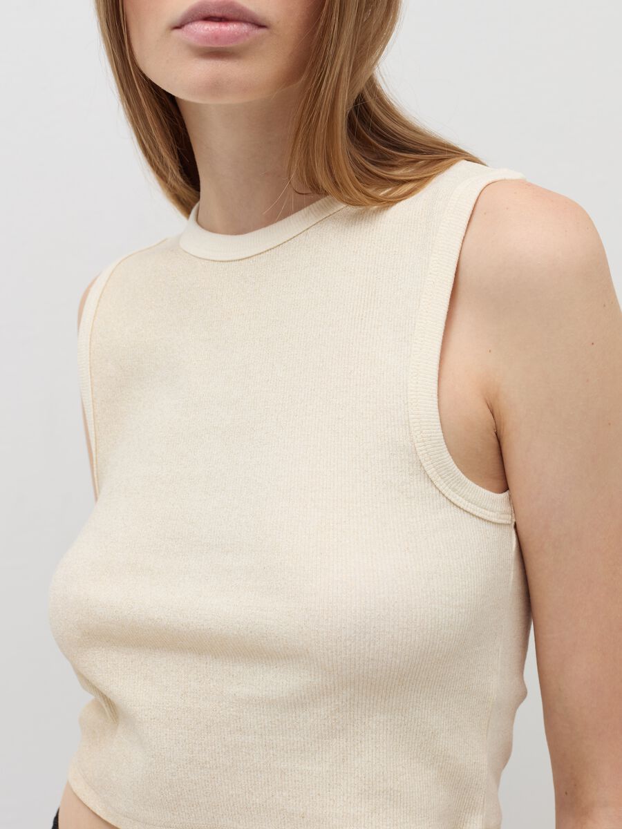 Ribbed crop tank top with lurex_3
