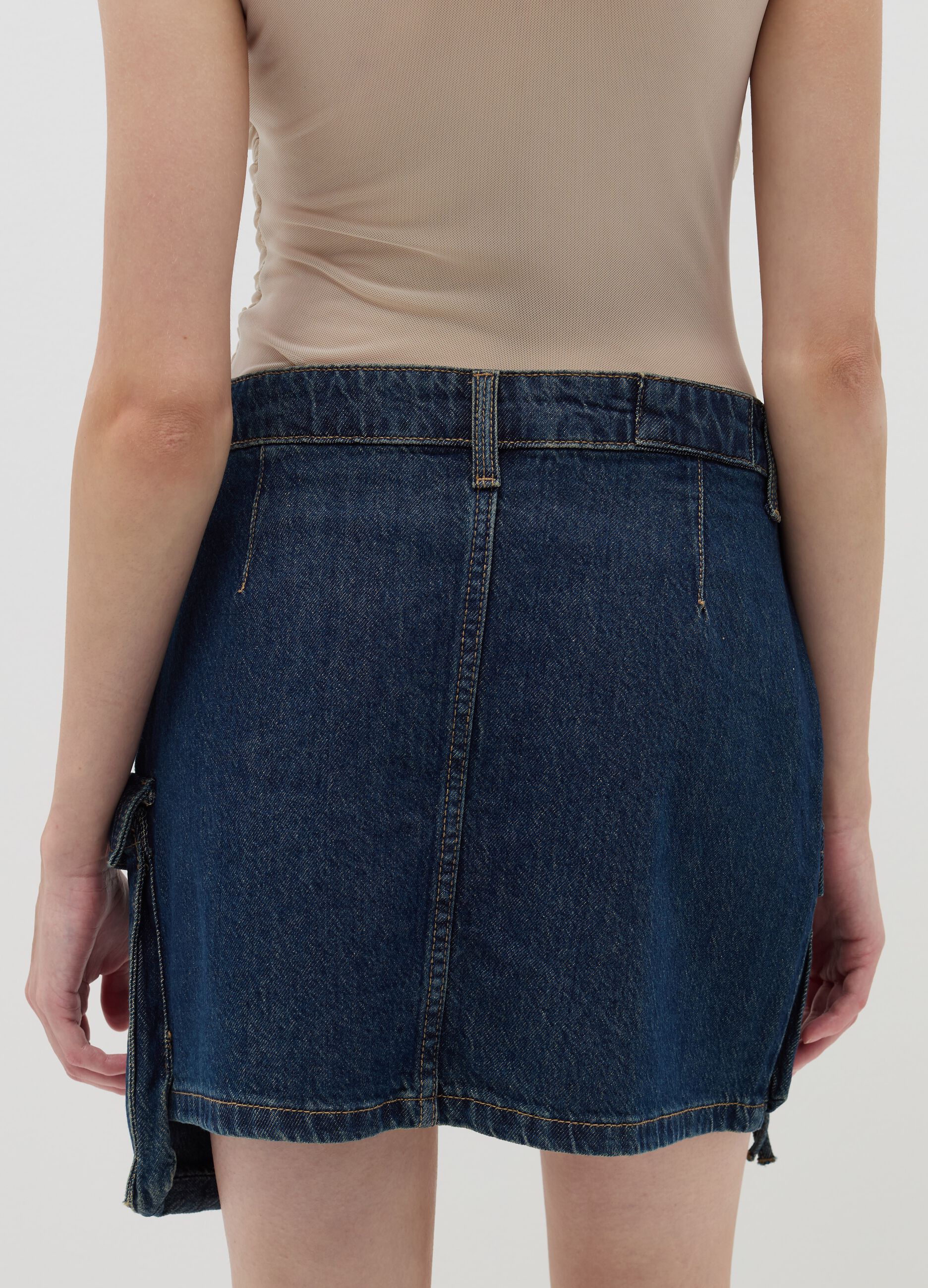 Minifalda cargo de denim