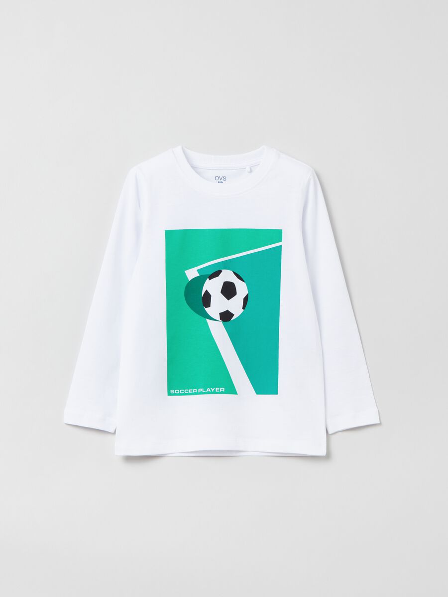 Cotton T-shirt with football print_0