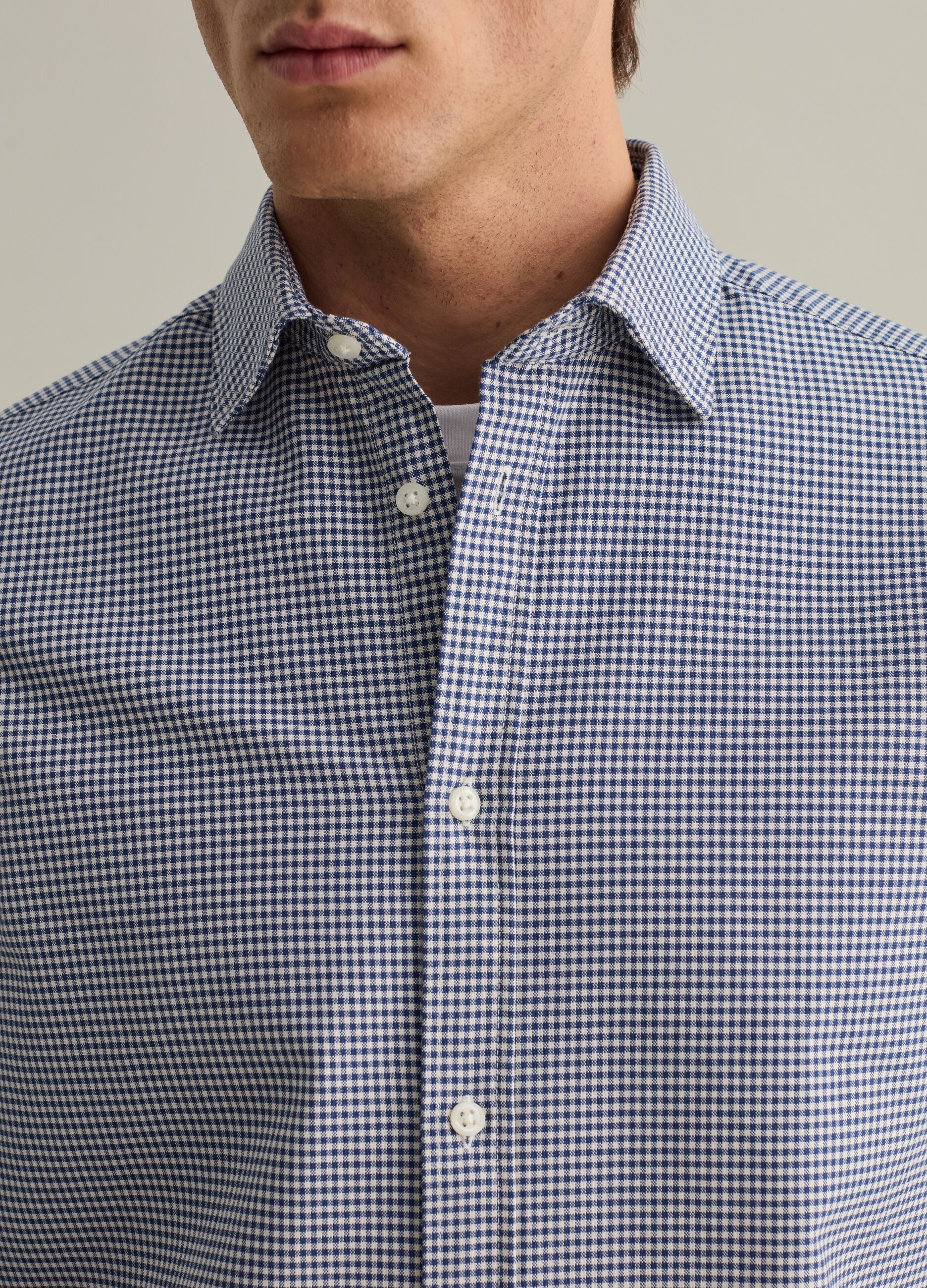 Oxford cotton shirt with micro-check pattern