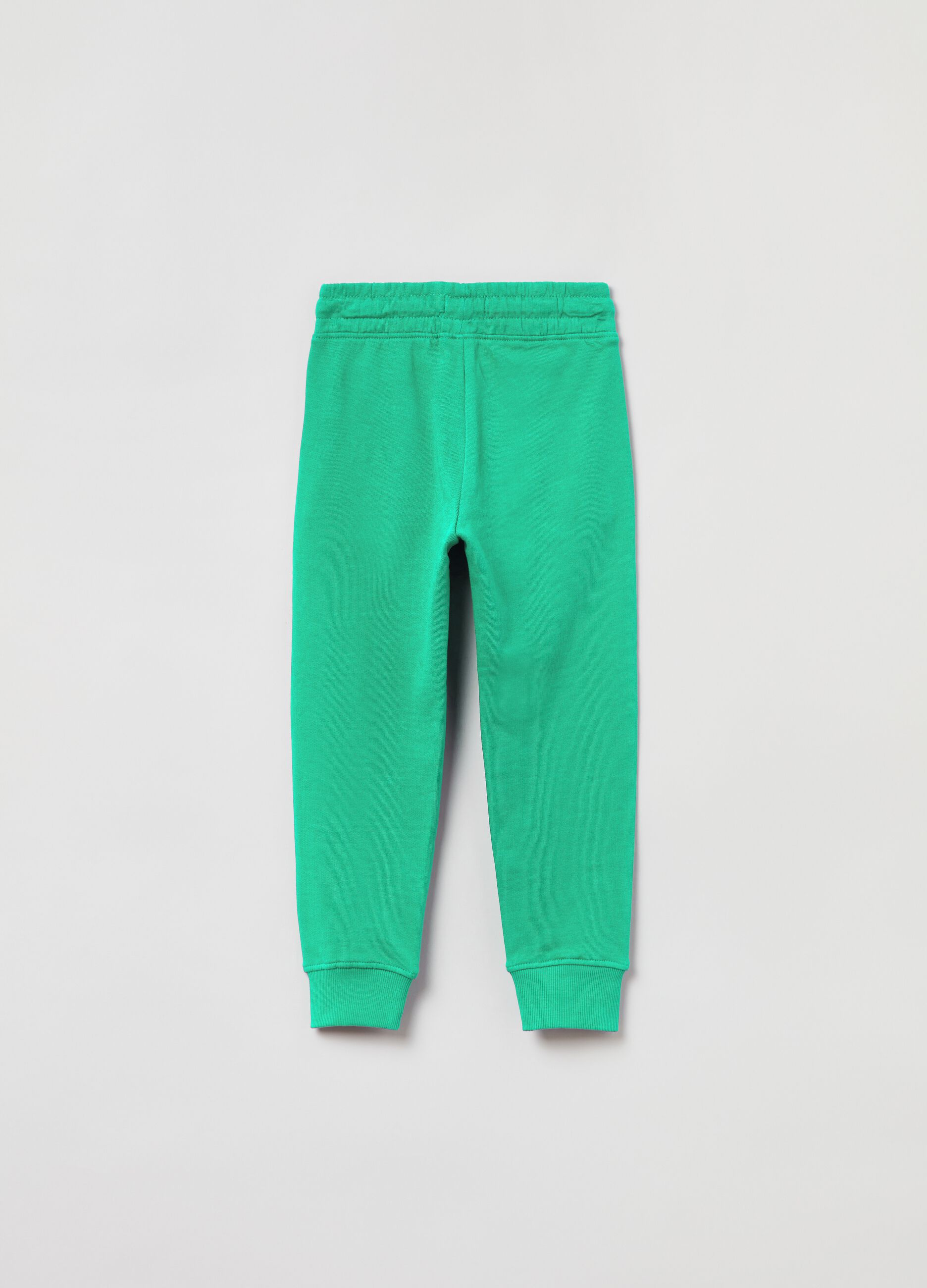 Plush joggers with drawstring and print