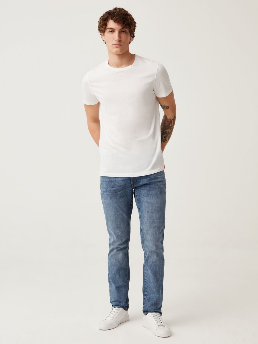 Jeans slim fit in cotone cross hatch_0