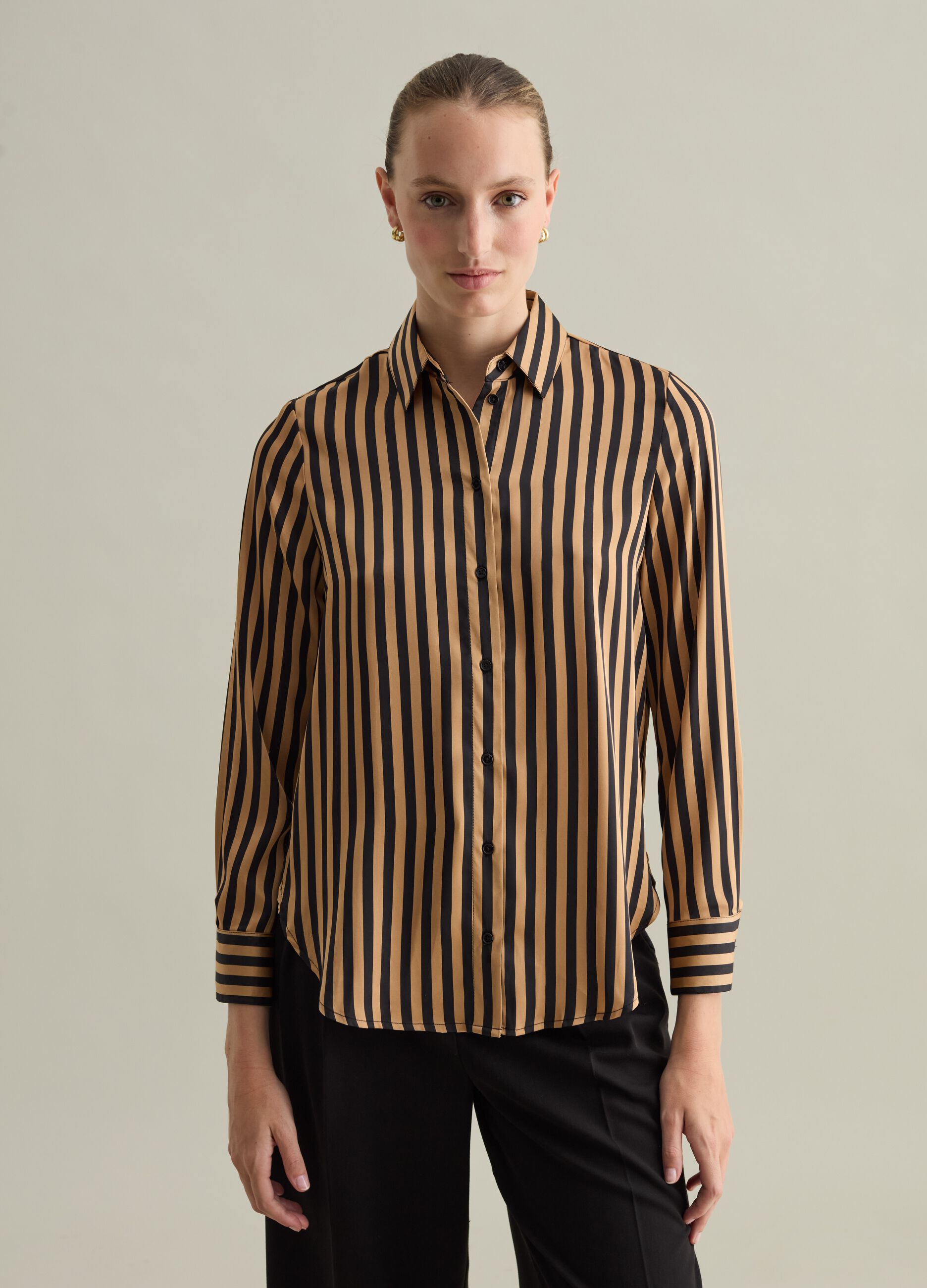 Contemporary striped shirt in satin