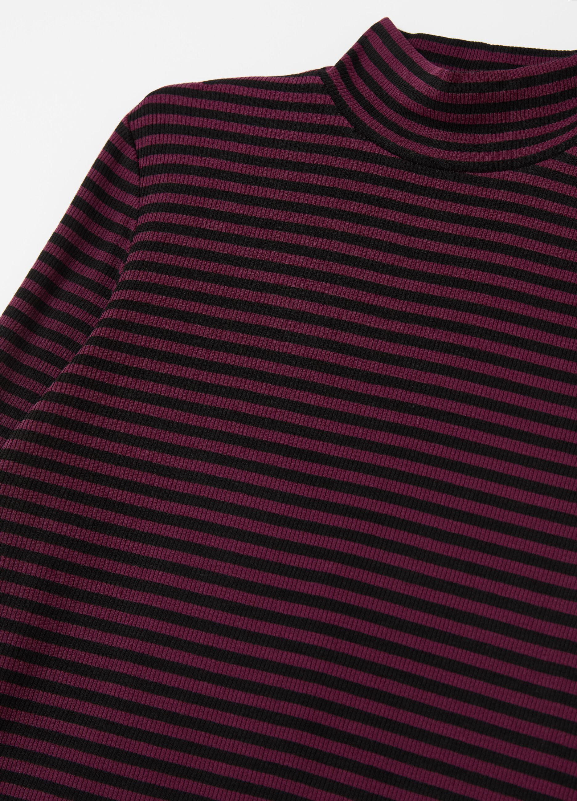 Striped T-shirt with mock neck