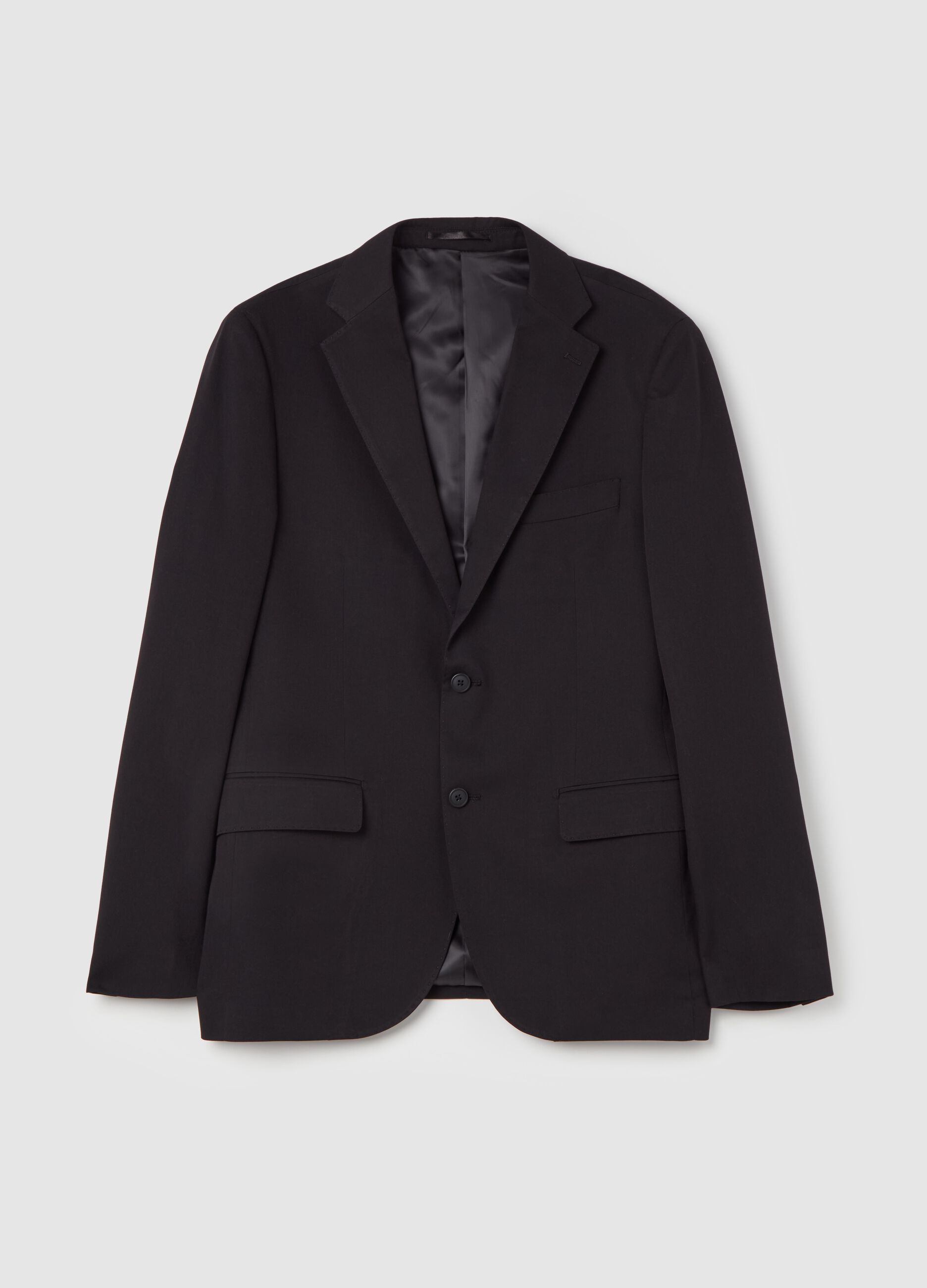 Slim-fit single-breasted blazer in stretch twill