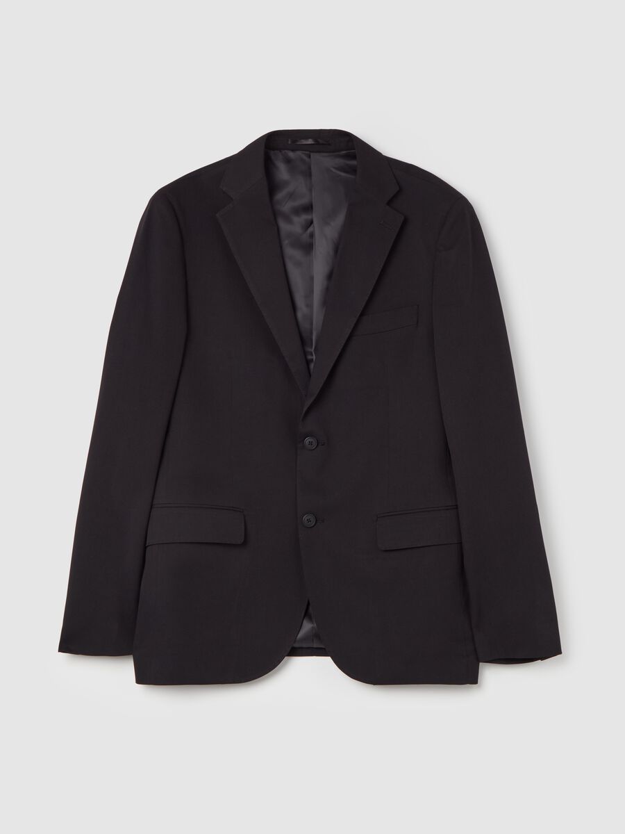 Slim-fit single-breasted blazer in stretch twill_0